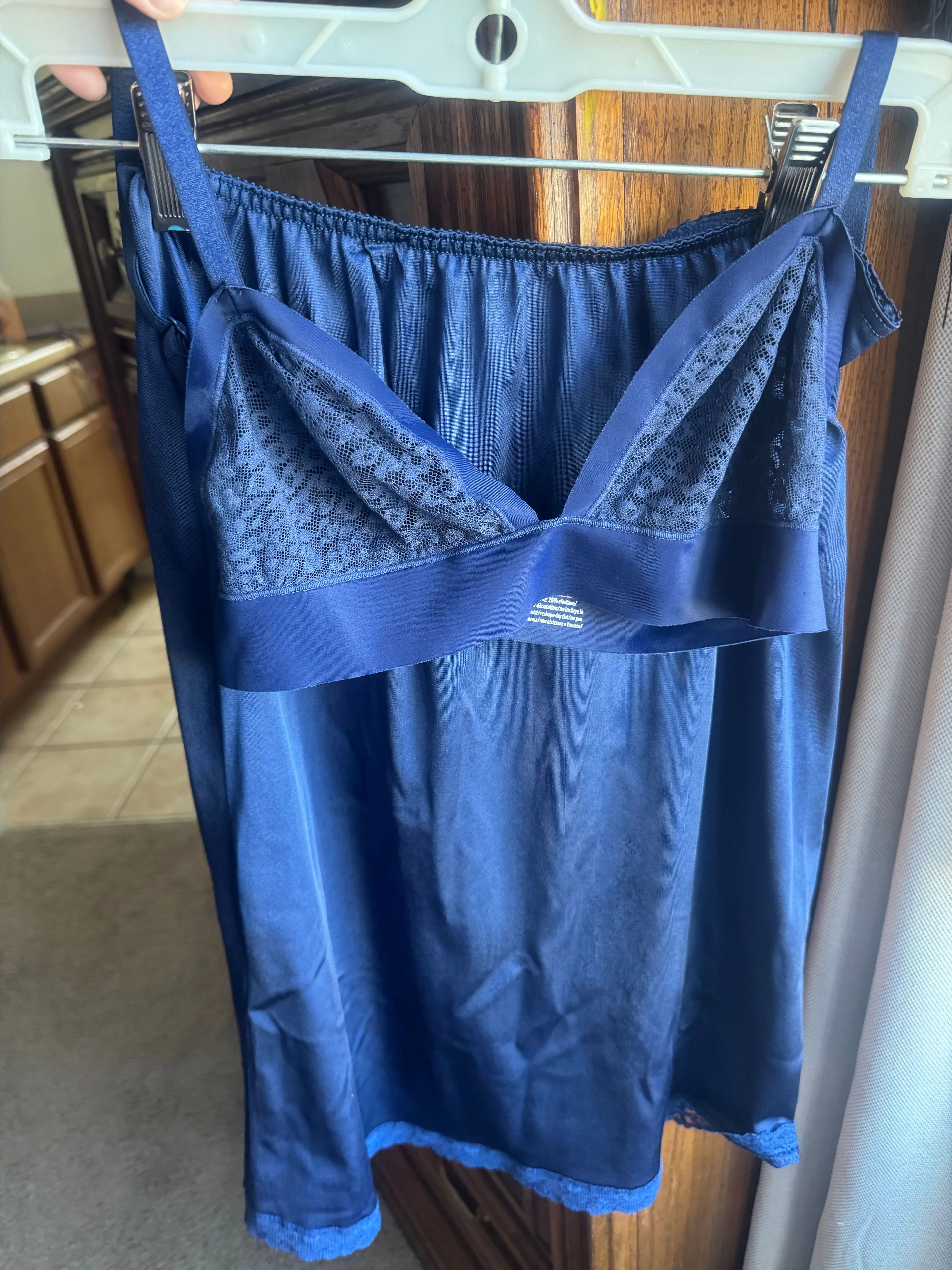 Product image for VTG blue slip with Lace Victoria's Secret bra S/M