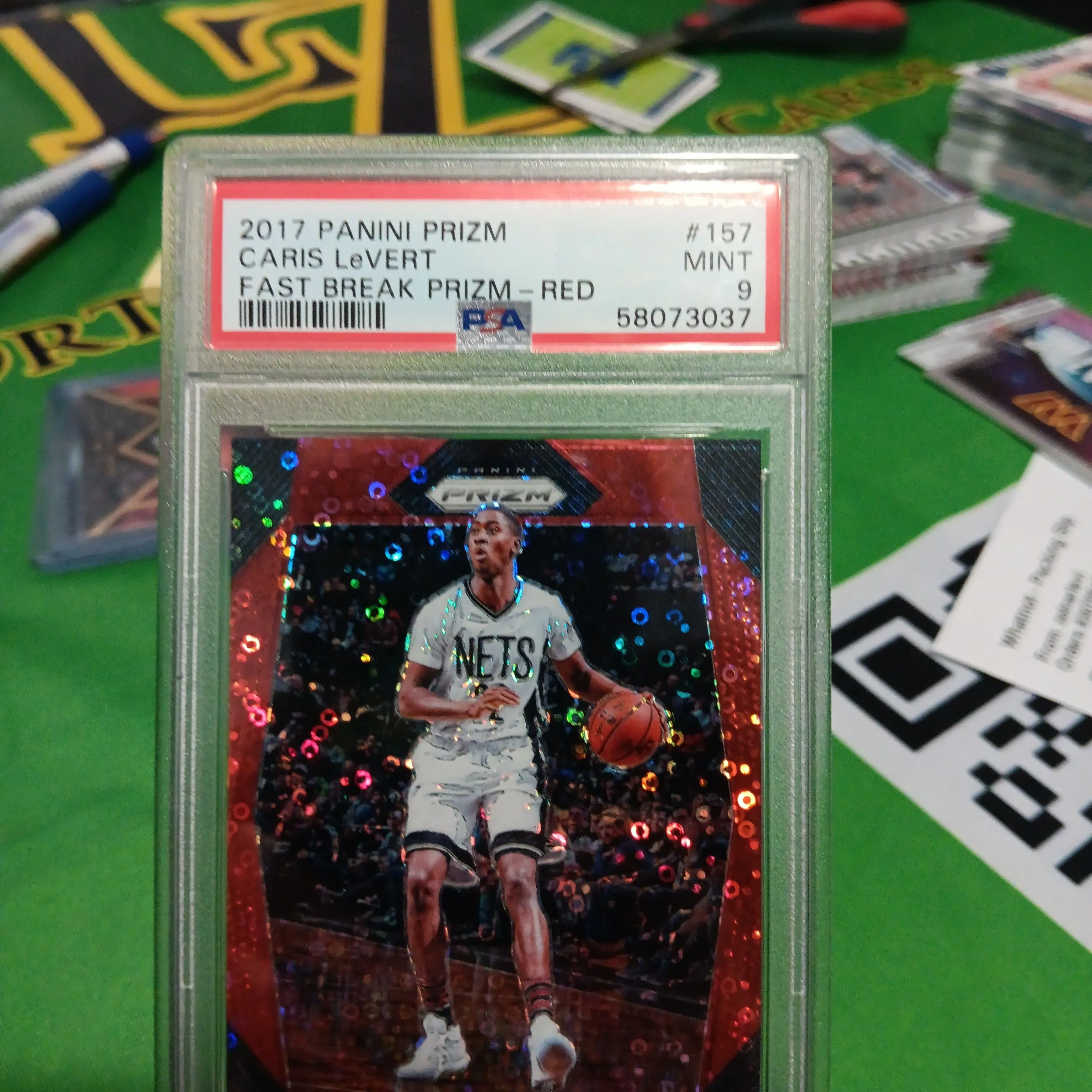 Product image for 2017 Panini Prizm Caris Levert 157 Fast Break Prizm-Red PSA MINT 9