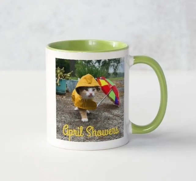 Product image for April Showers Bring May Flowers Kitten Mug