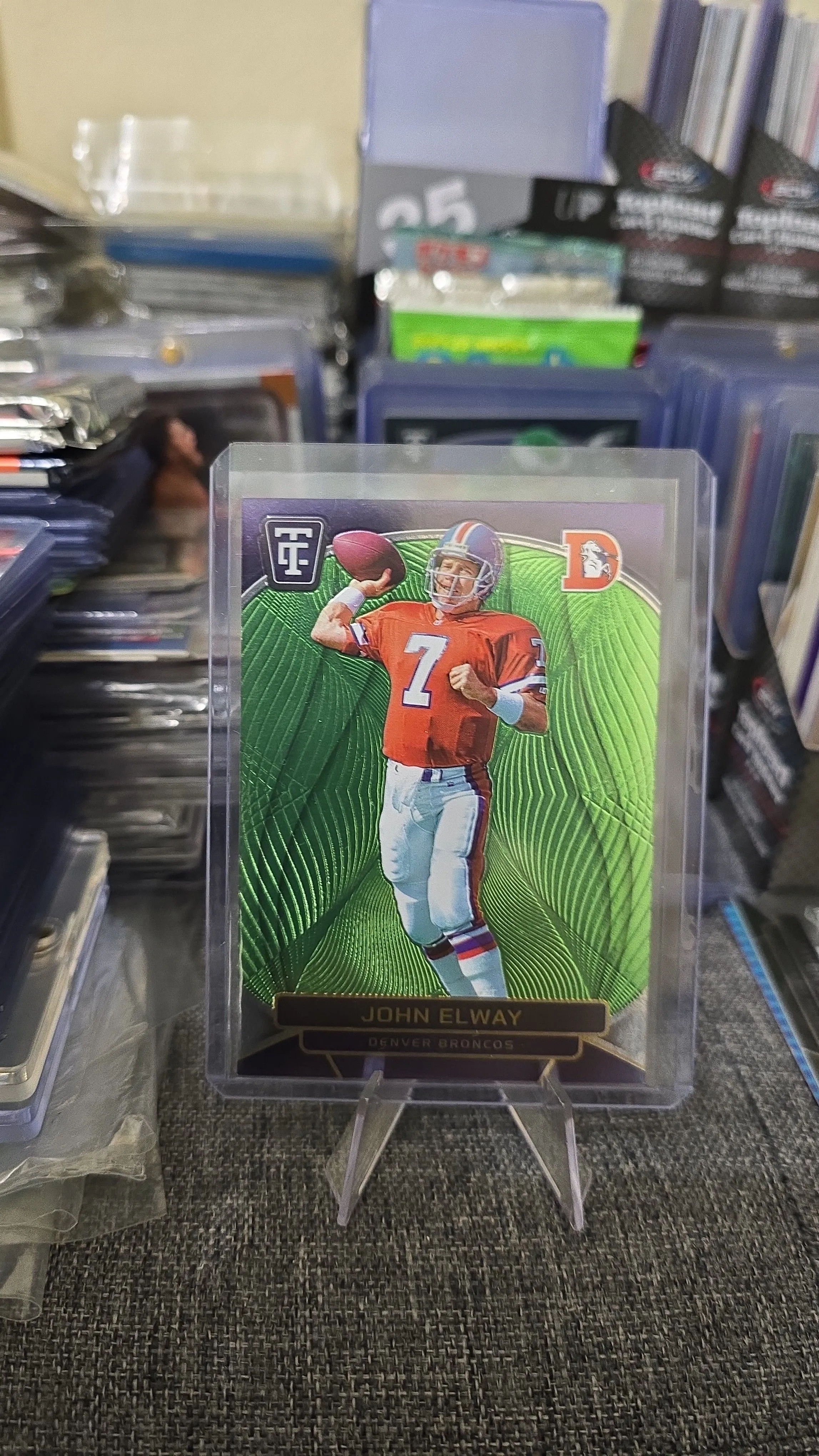 Product image for 2024 Panini Totally Certified Legends John Elway #177 Mirror Neon Green 99/99