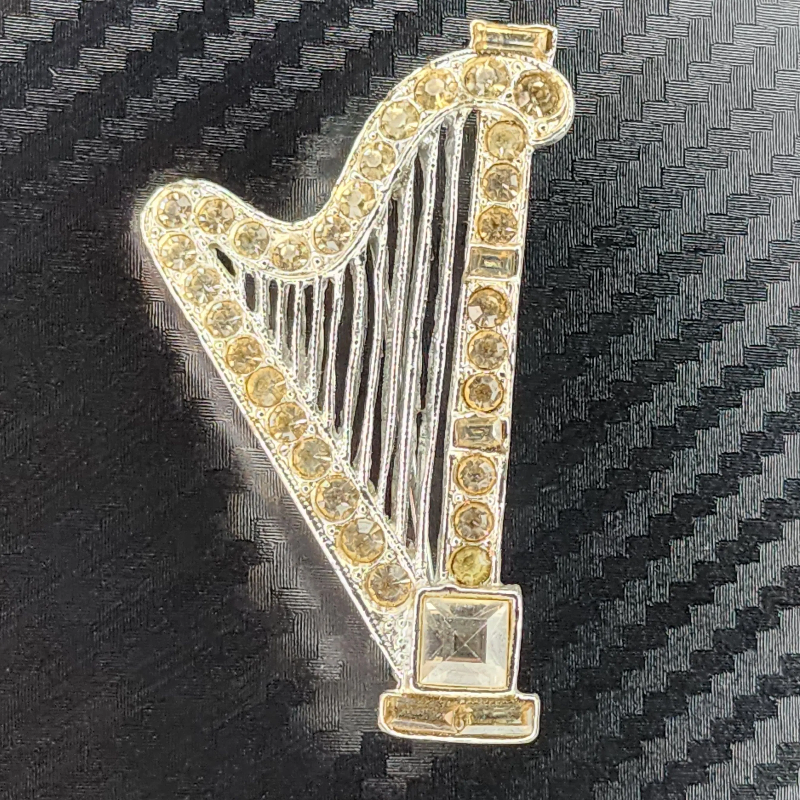 Product image for Vintage Crystal Harp Brooch