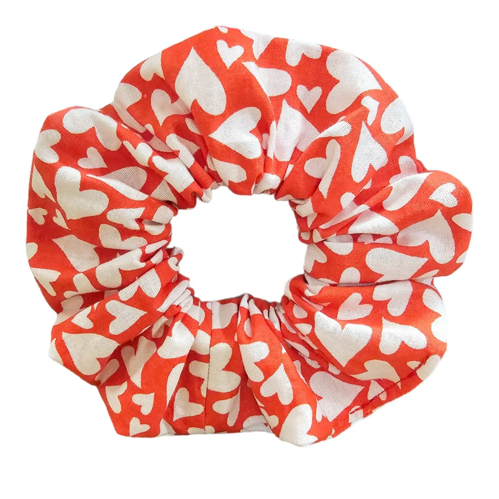Product image for Valentines Day White Hearts on Red Scrunchie