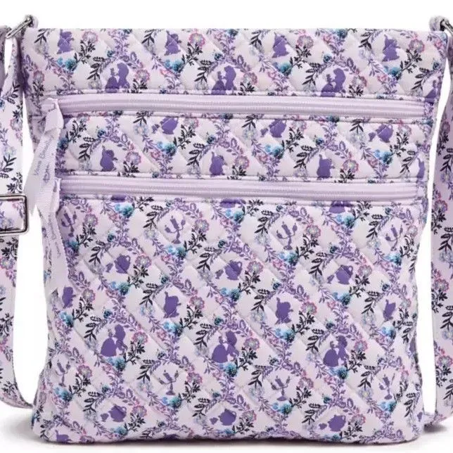 Product image for Disney Vera Bradley Beauty and Beast Triple Zip Hipster Crossbody Bag N