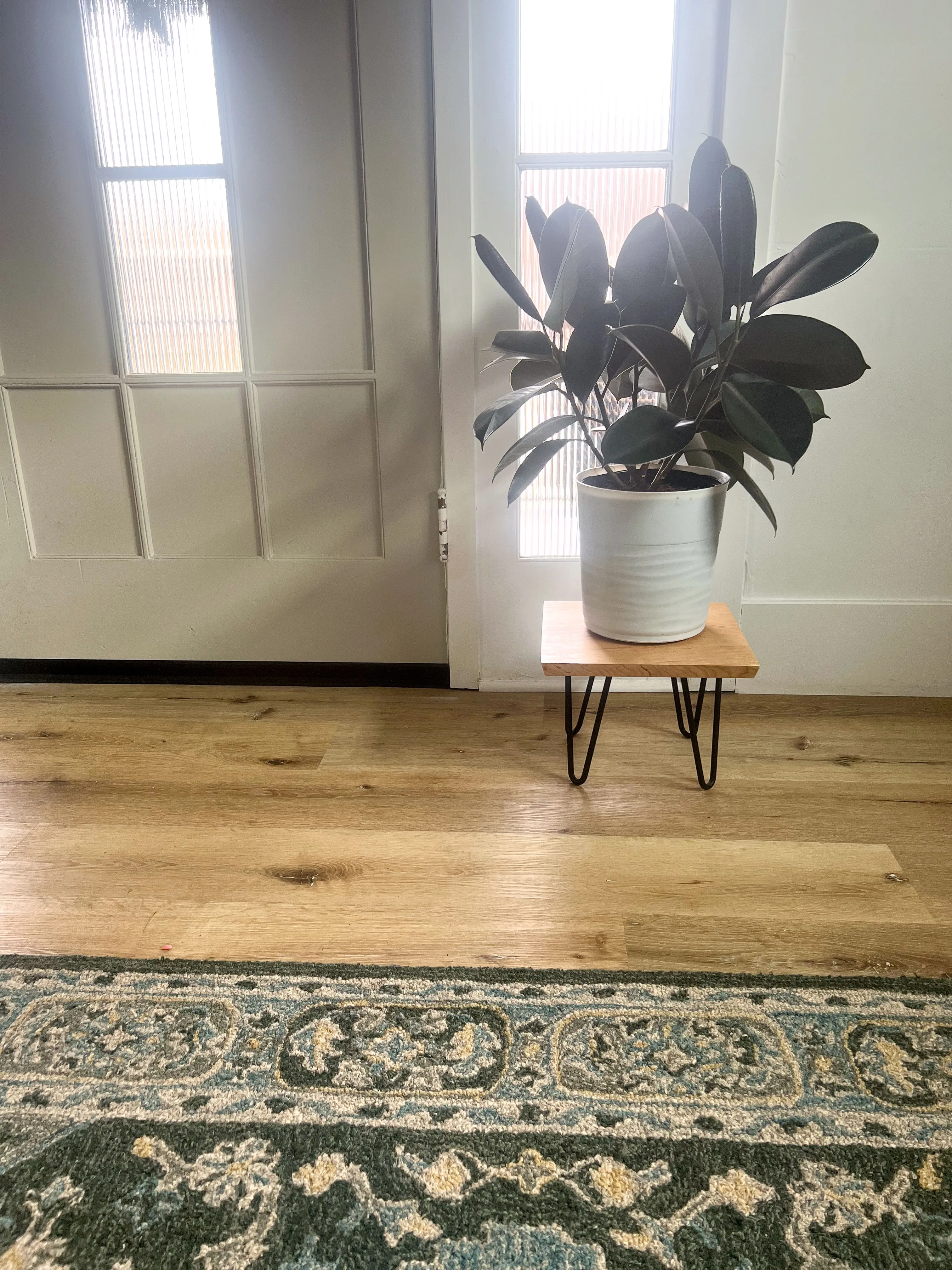 Product image for Mid Century Plant Stand: Cherry hardwood and hairpin legs. A Stunning home decor addition or house w