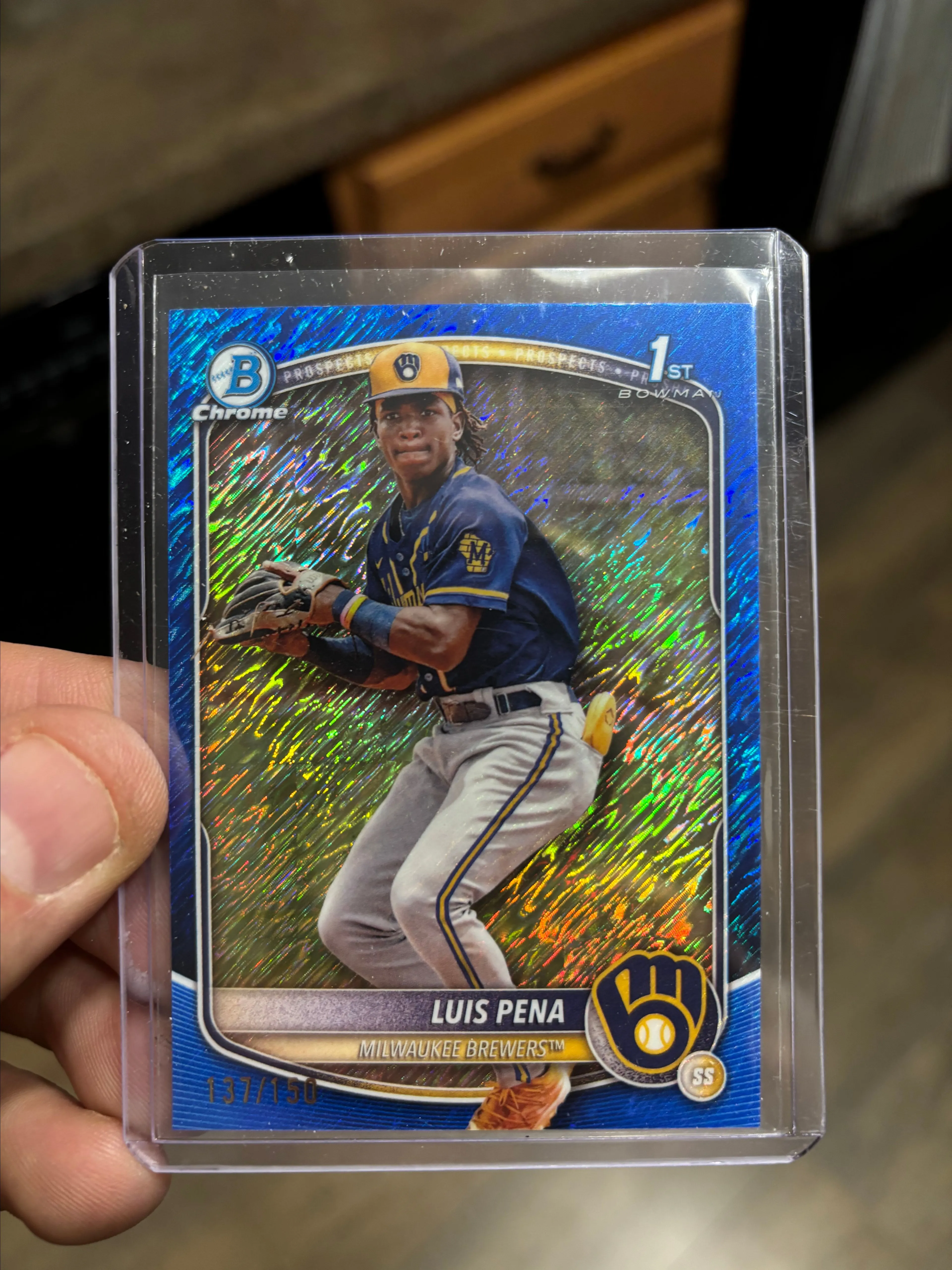 Product image for 2025 Bowman Baseball Luis Pena Blue Shimmer /150