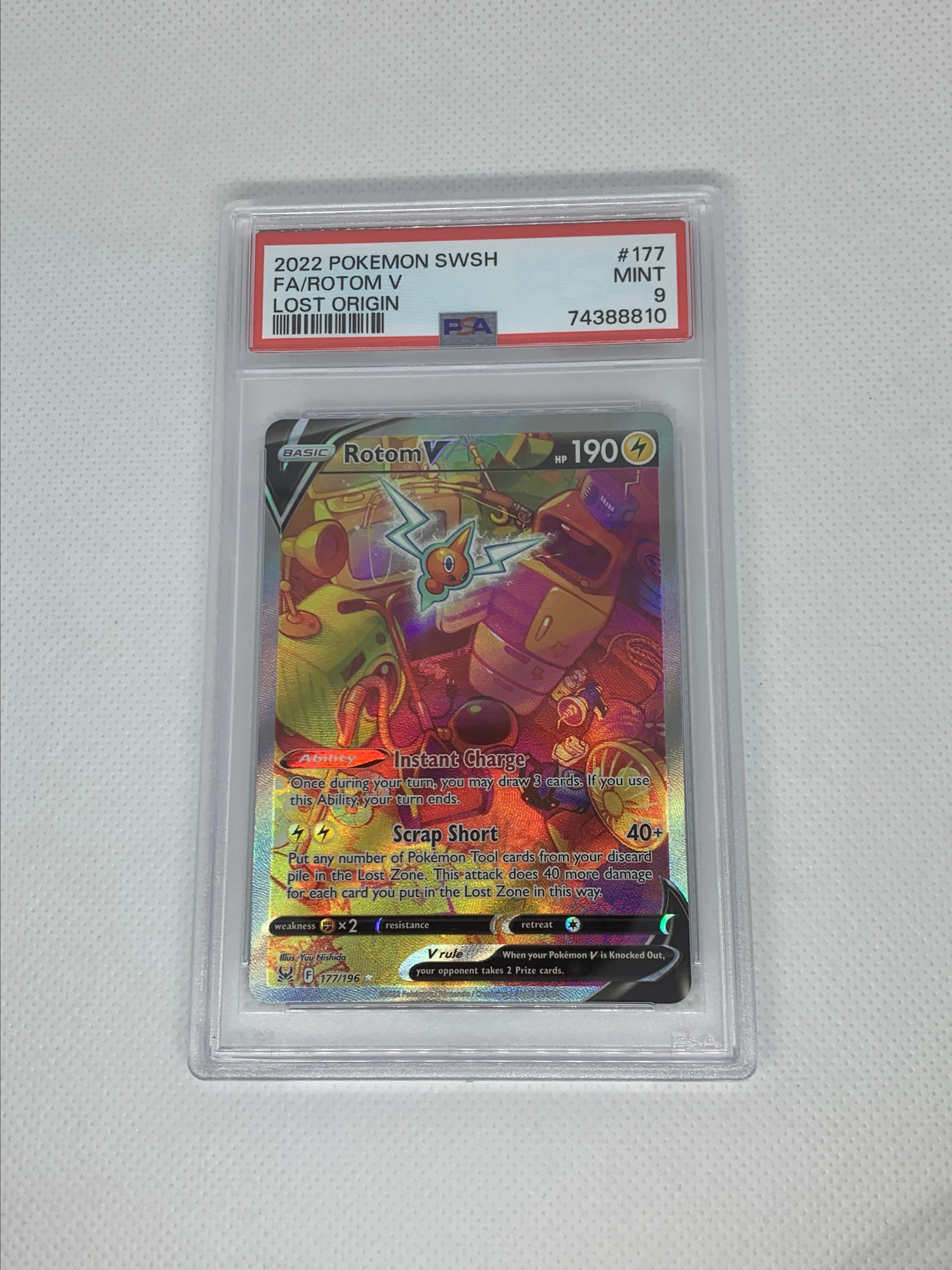 Product image for PSA 9 Mint - Rotom V 177/196 Alternate Art SWSH Lost Origin Pokemon #177