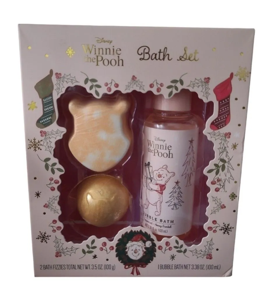 Product image for Disney Winnie The Pooh Peppermint & Honey Bubble Bath & Bath Bombs 3 Pc Set NEW