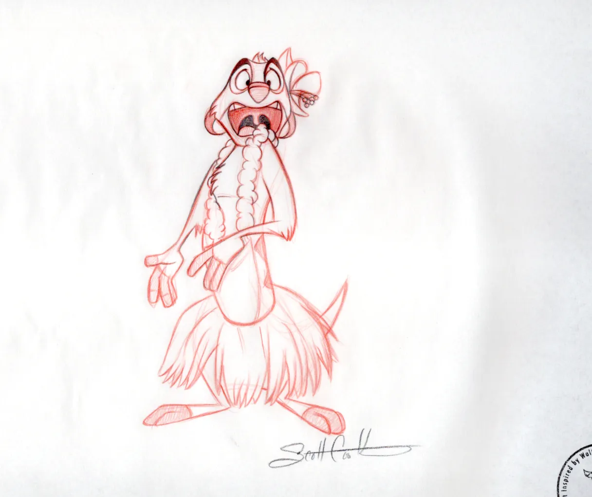 Product image for Timon doing hula  - Master Drawing - Signed by the artist