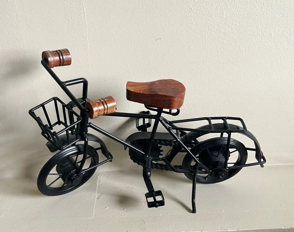 Product image for Vintage Doll Size Tricycle Home Decor Wrought Iron Wooden Seat & Handlebars