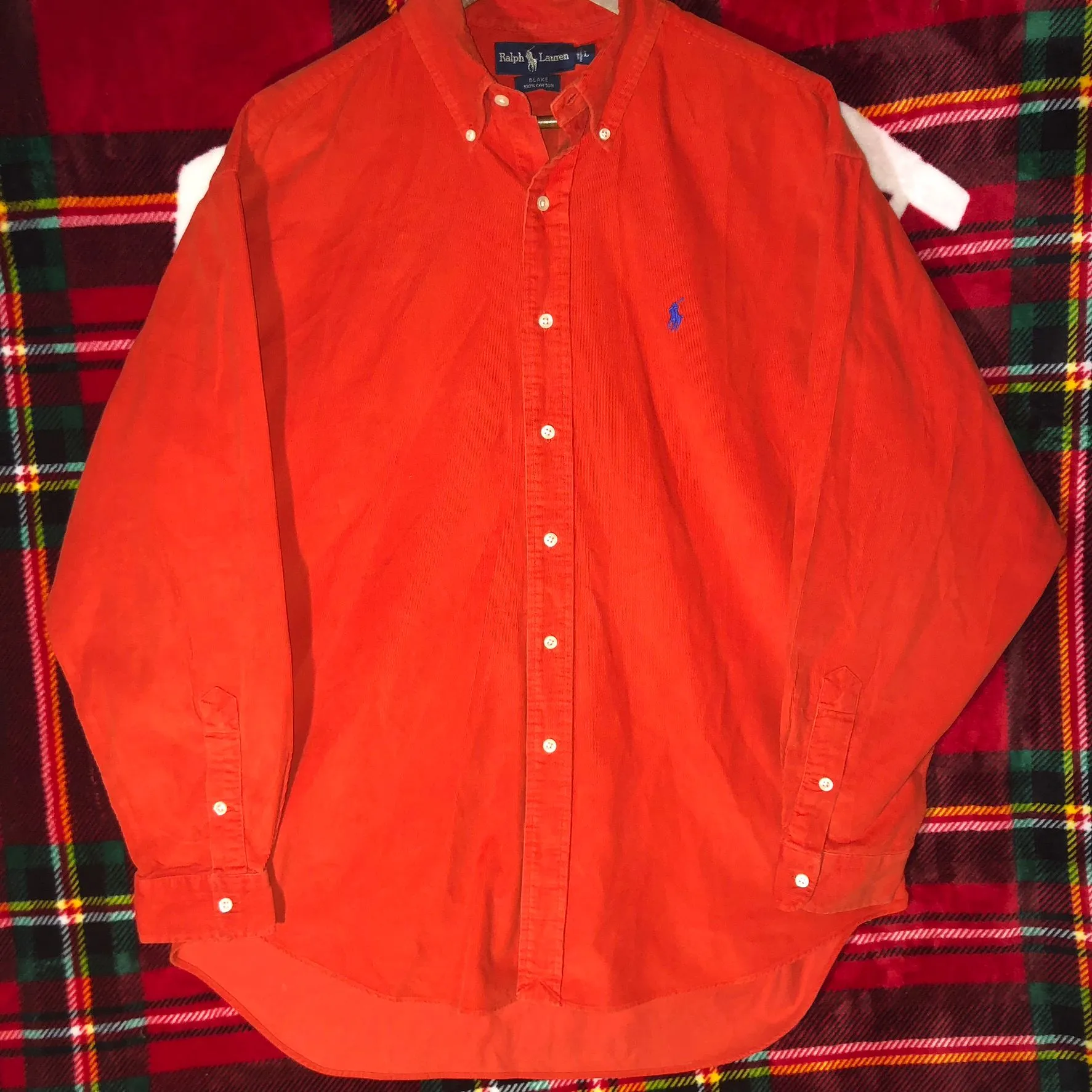 Product image for Ralph Lauren Red Cotton Corduroy Long Sleeve Size Large