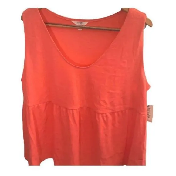 Product image for Terra & Sky Coral Peplum Tank Top Comfy Summer Shirt Women's Plus Size 0X (14W)