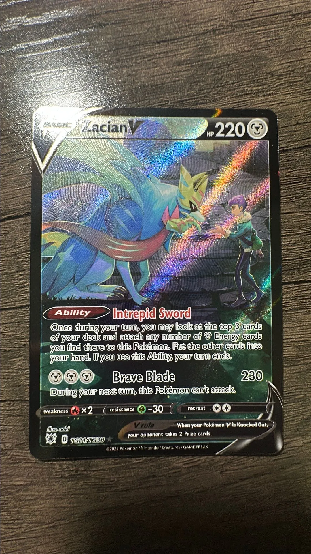 Product image for Zacian V Trainer Gallery TG21/TG30 NM