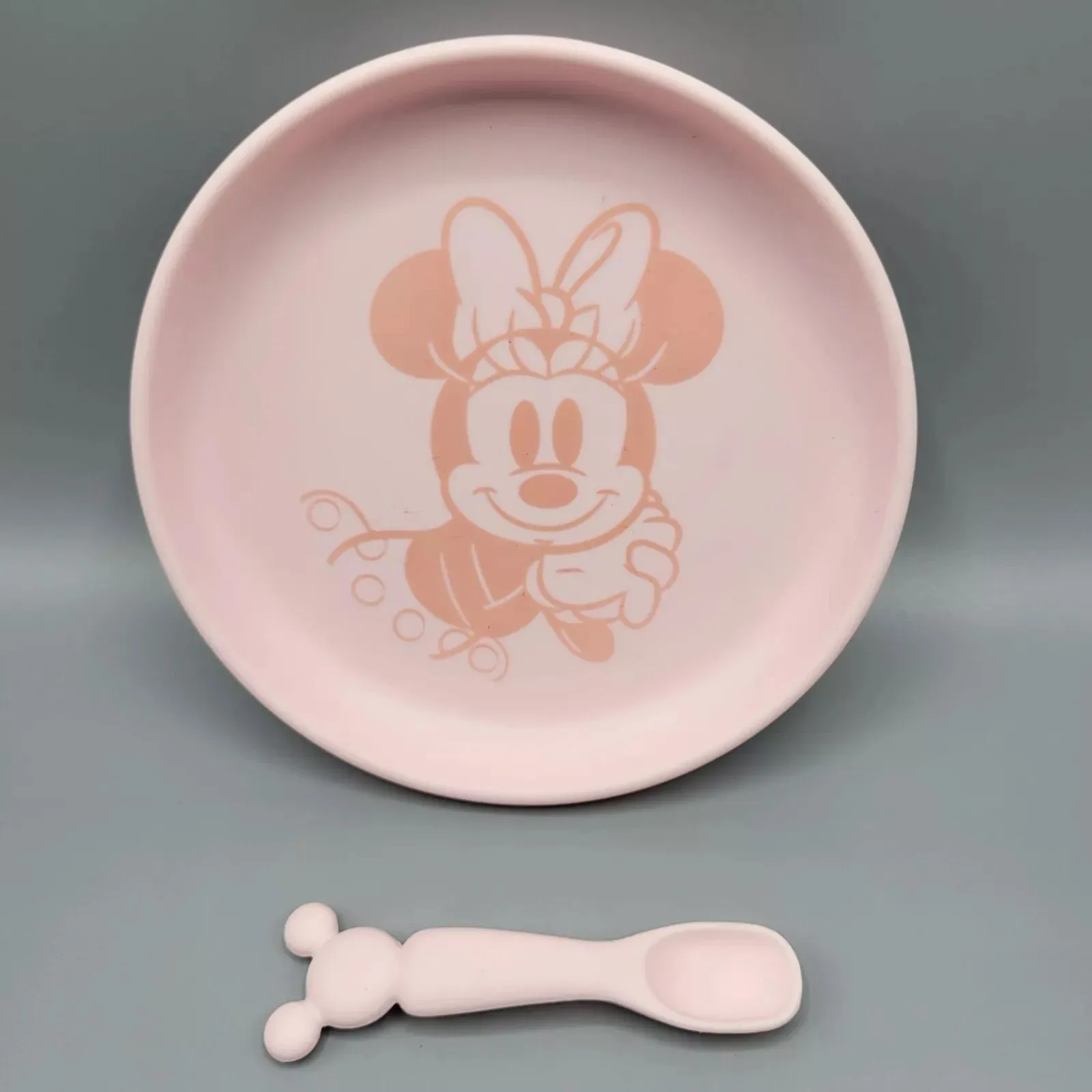 Product image for Disney Baby Minnie Mouse Silicone Plate & Spoon Set Pink