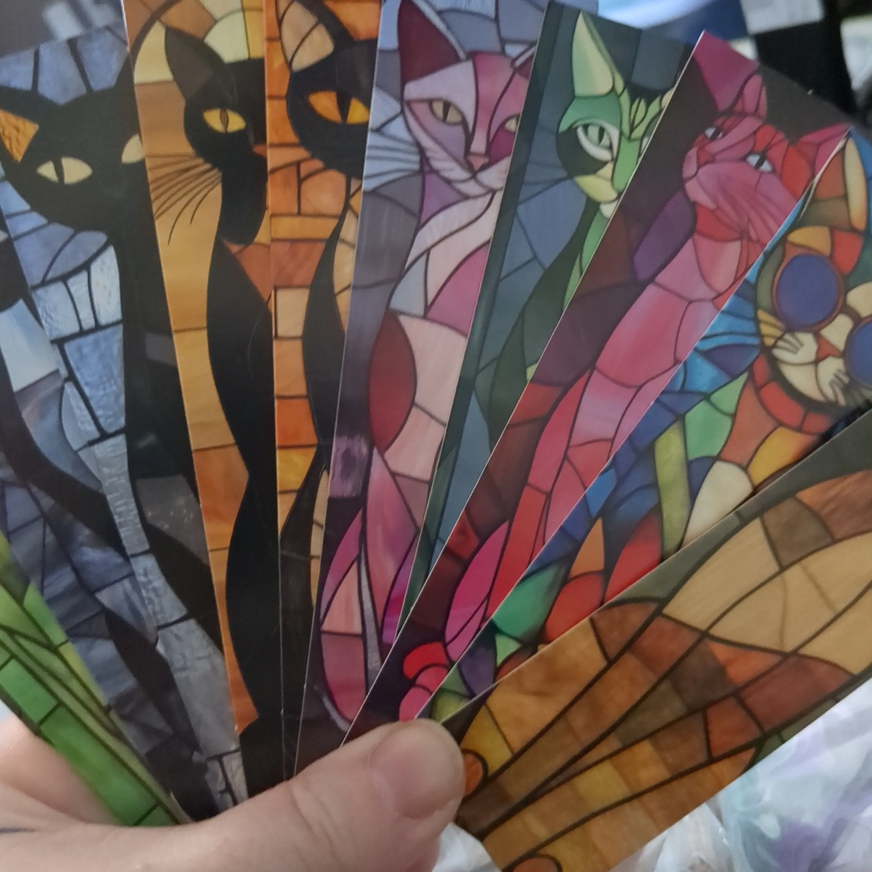Product image for CHEAP ASS SHIPPING!! ONE stained glass cat bookmark