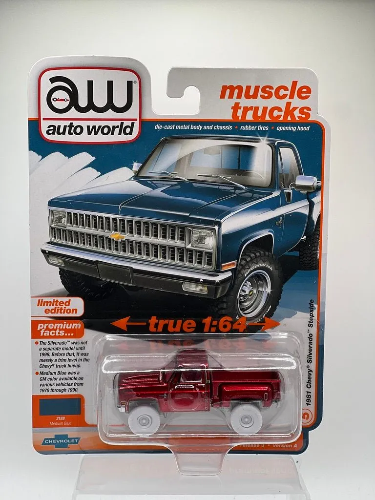 Product image for AW Muscle Trucks - 1981 Chevy Silverado Stepside (Medium Blue) ULTRA RED