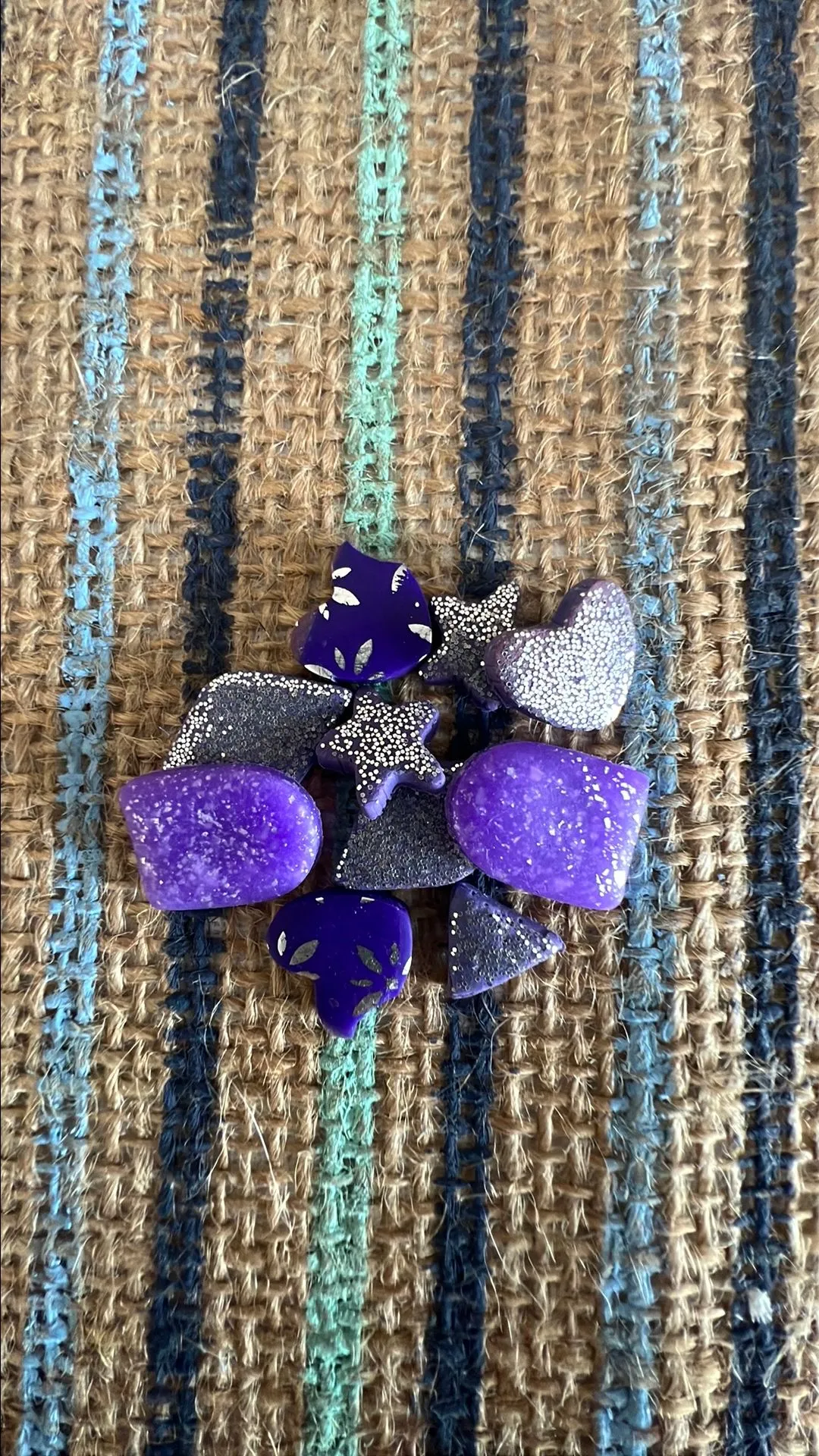 Product image for Purple and Silver Small Clay Charms set of 10