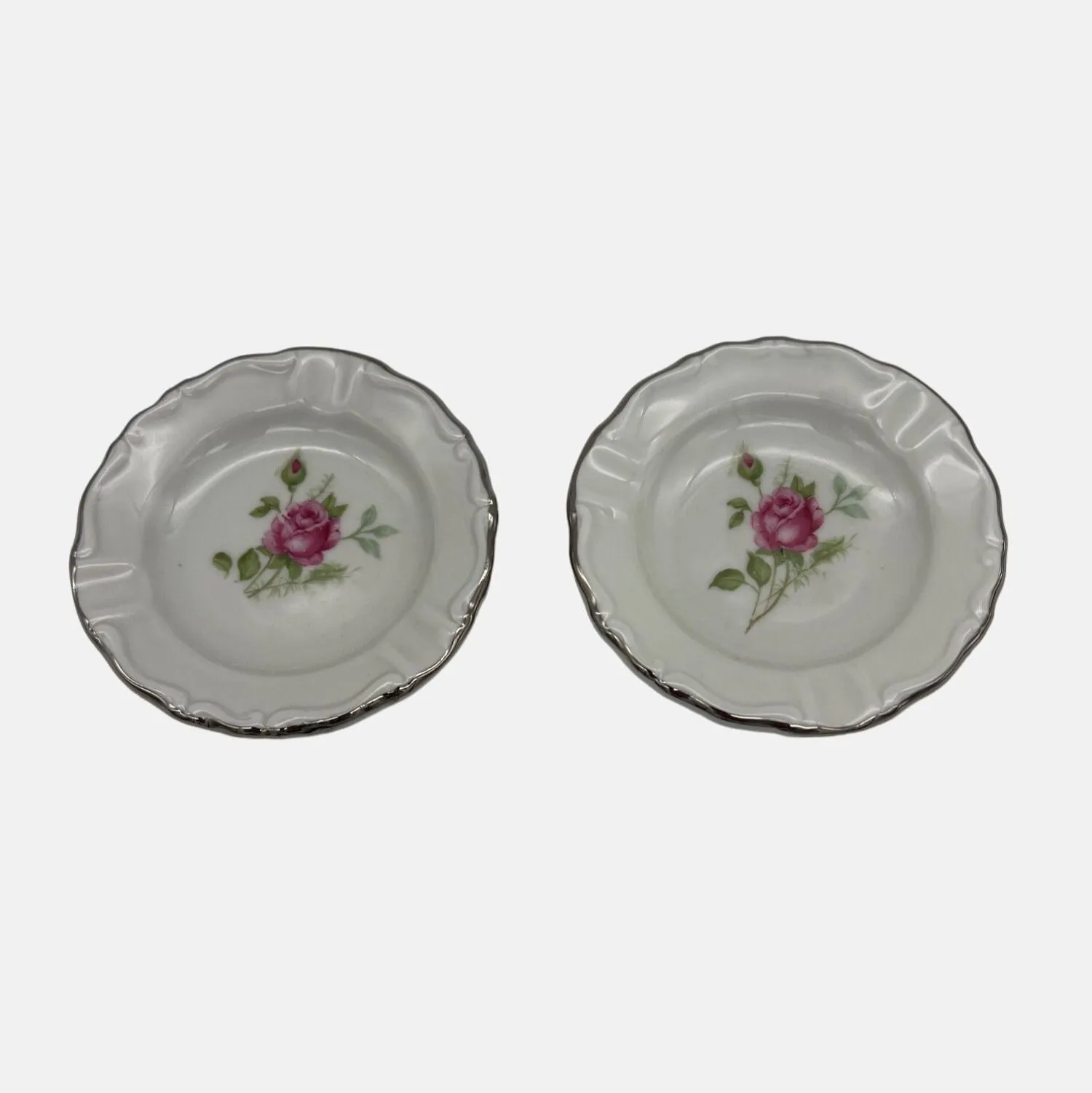 Product image for Chalfonte CPC Porzellan Rose Pair Small Ashtrays Bavaria Germany 3.25" Porcelain