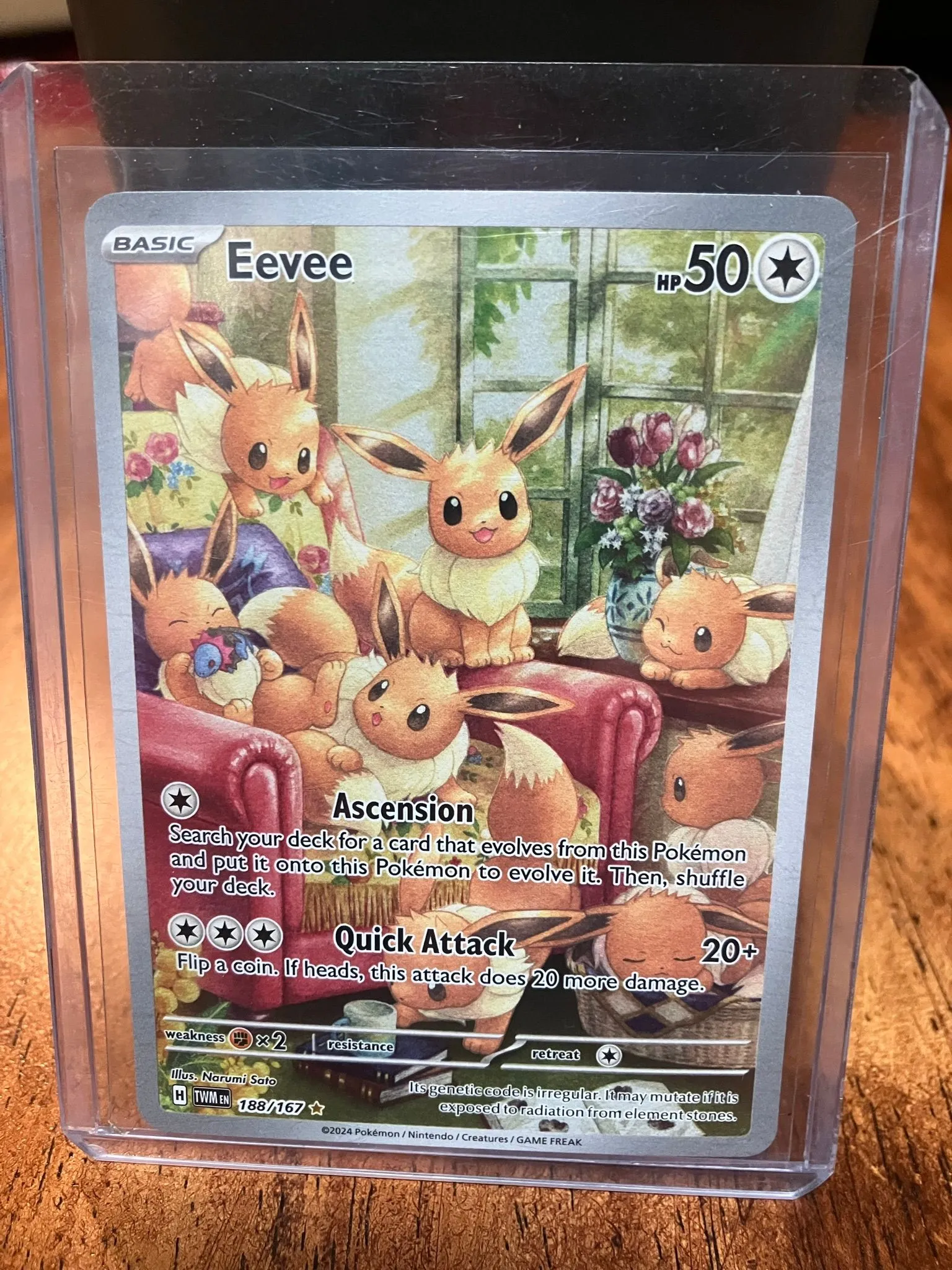 188 167 pokemon card Pokmon Twilight Masqurade Eevee 188/167  Grail Collectibles AZ The acceptable range of cards within the Near Mint condition includes both cards with no imperfections and cards with a few slight imperfections Pokemon Eevee 188/167 Sv06 Twilight