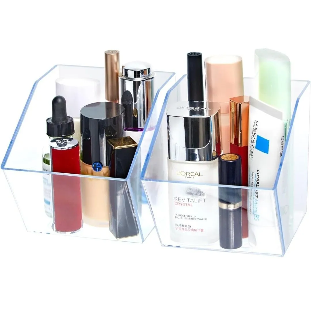Product image for Beveled Entrance Clear Plastic Organizer, Small Vanity Storage 5.1" x 4.1" x 4.3" Storage Trays for