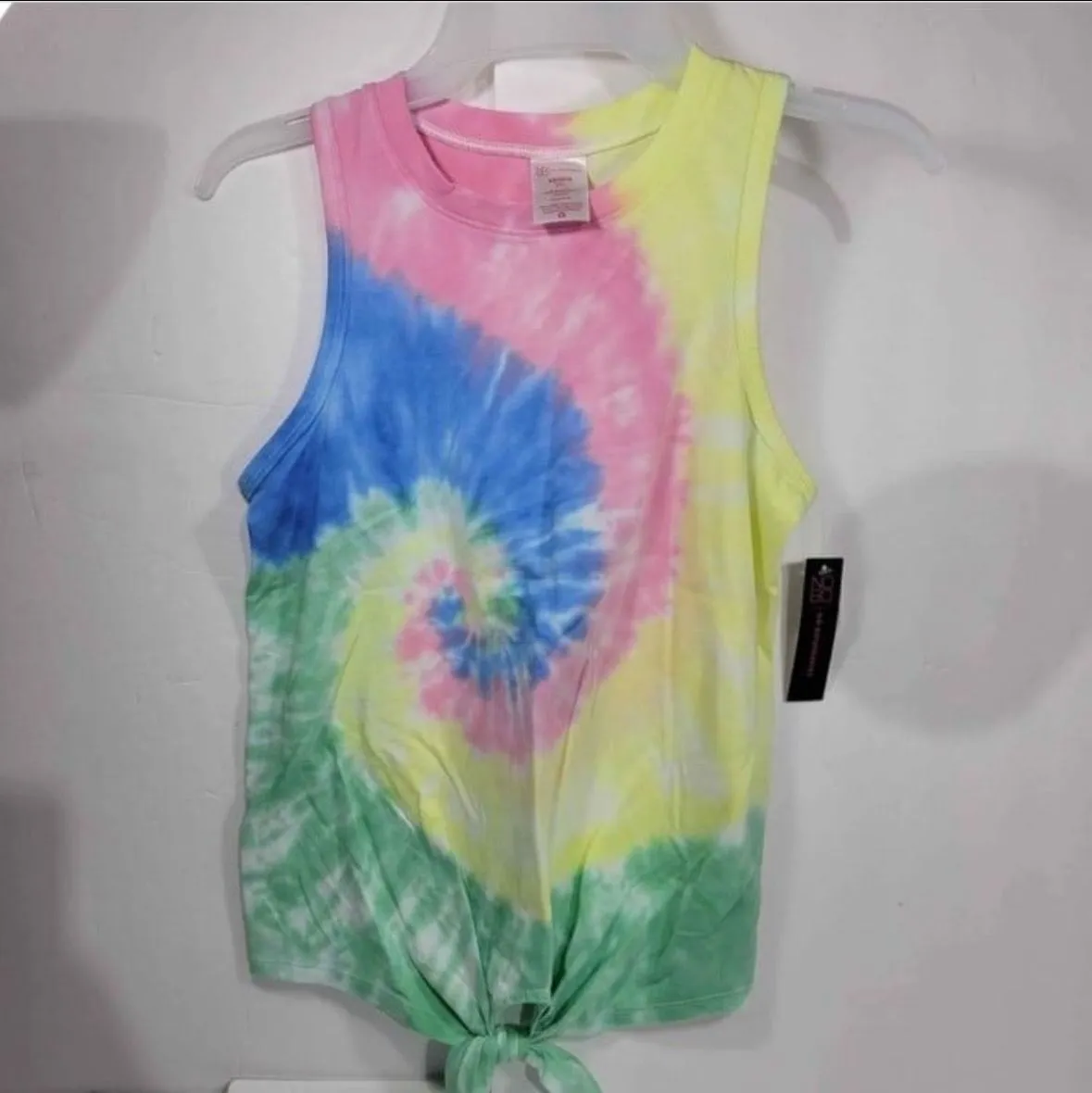 Product image for Womens/Juniors Size XS 1 No Boundaries Tie Dye Tie Front Tank Top