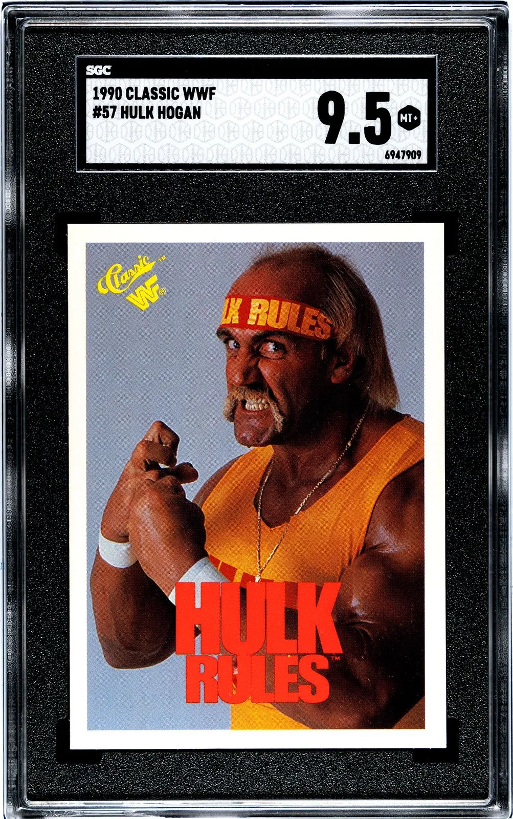 Product image for 1990 Classic WWF #57 Hulk Hogan Wrestling Card SGC 9.5