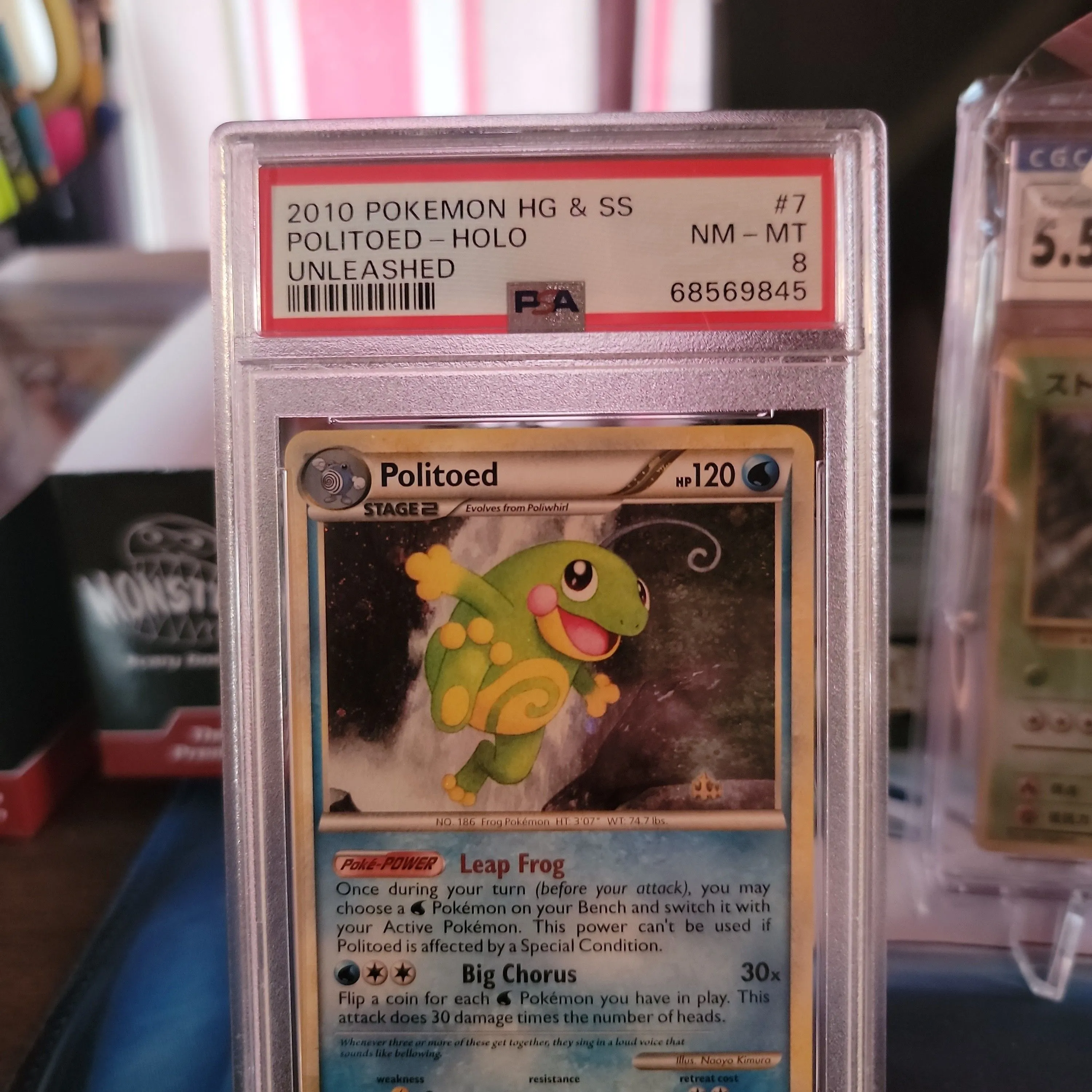 Product image for 2010 Pokemon Heartgold & Soulsilver Unleashed Politoed-Holo Unleashed PSA NM-MT 8