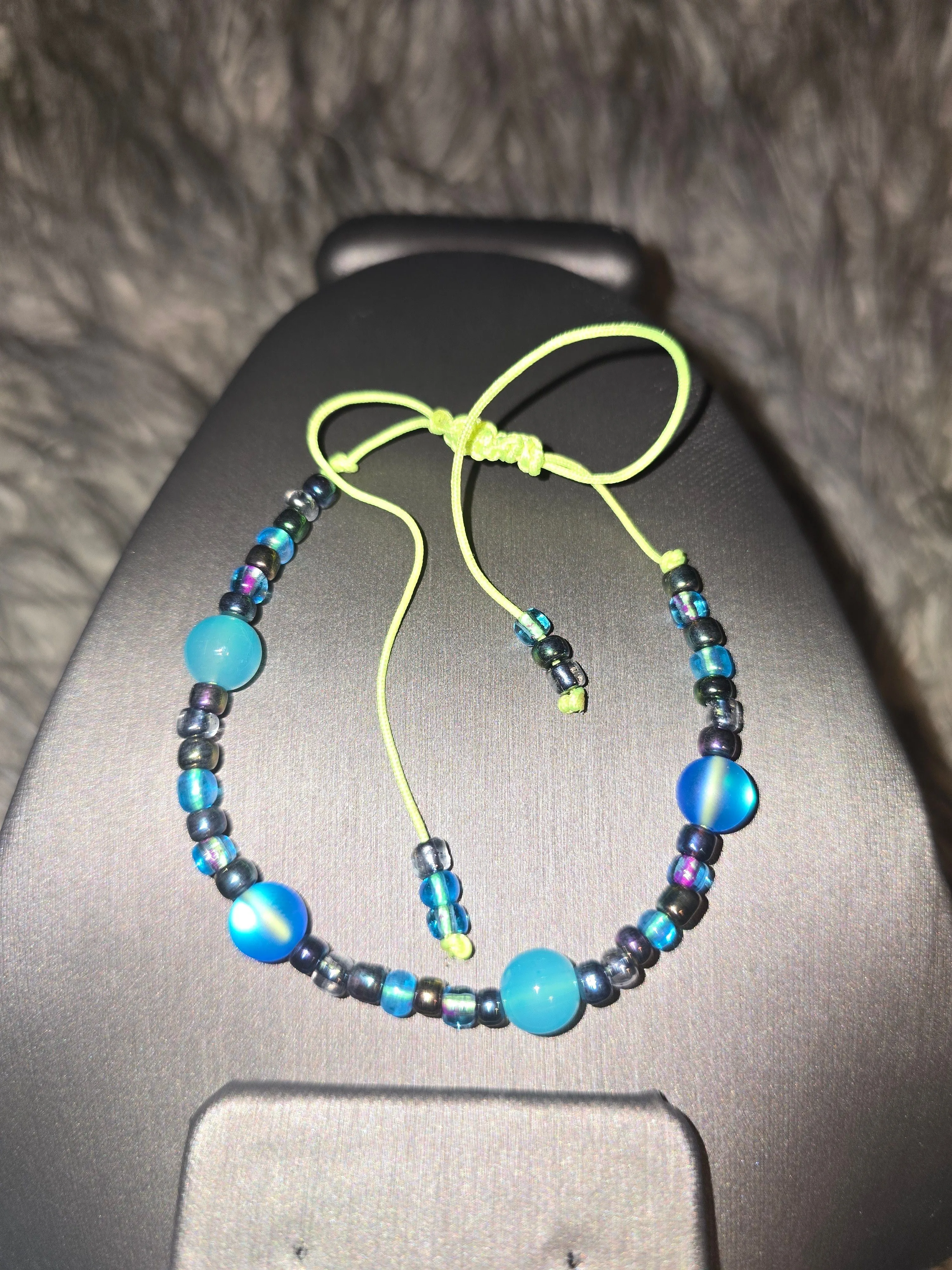 Product image for Multicolored Handmade Glass Bead & Blue Morganite Gemstone Macrame Bracelet
