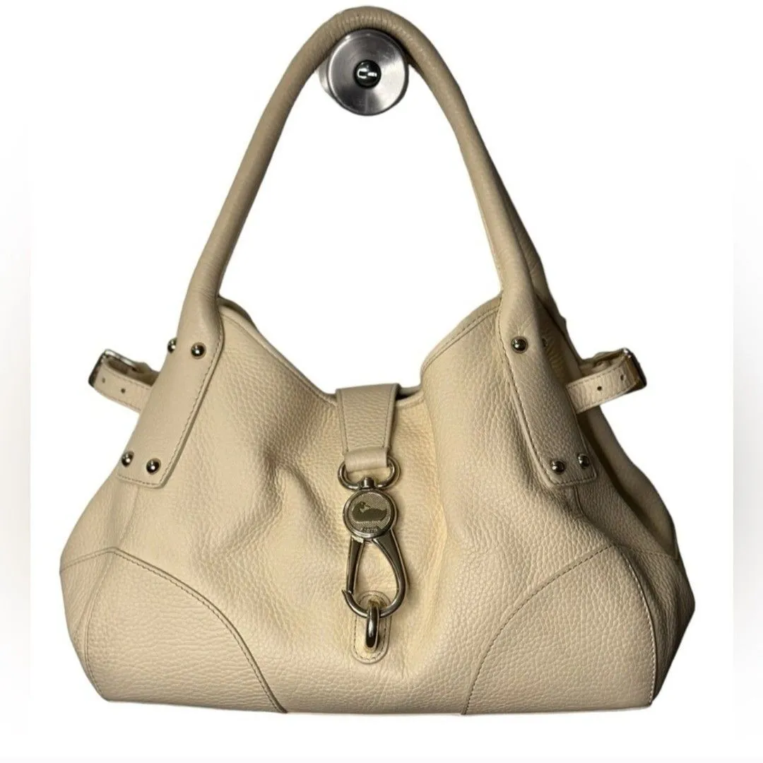 Product image for Dooney & Bourke Dark Cream Logo Lock Leather Bag