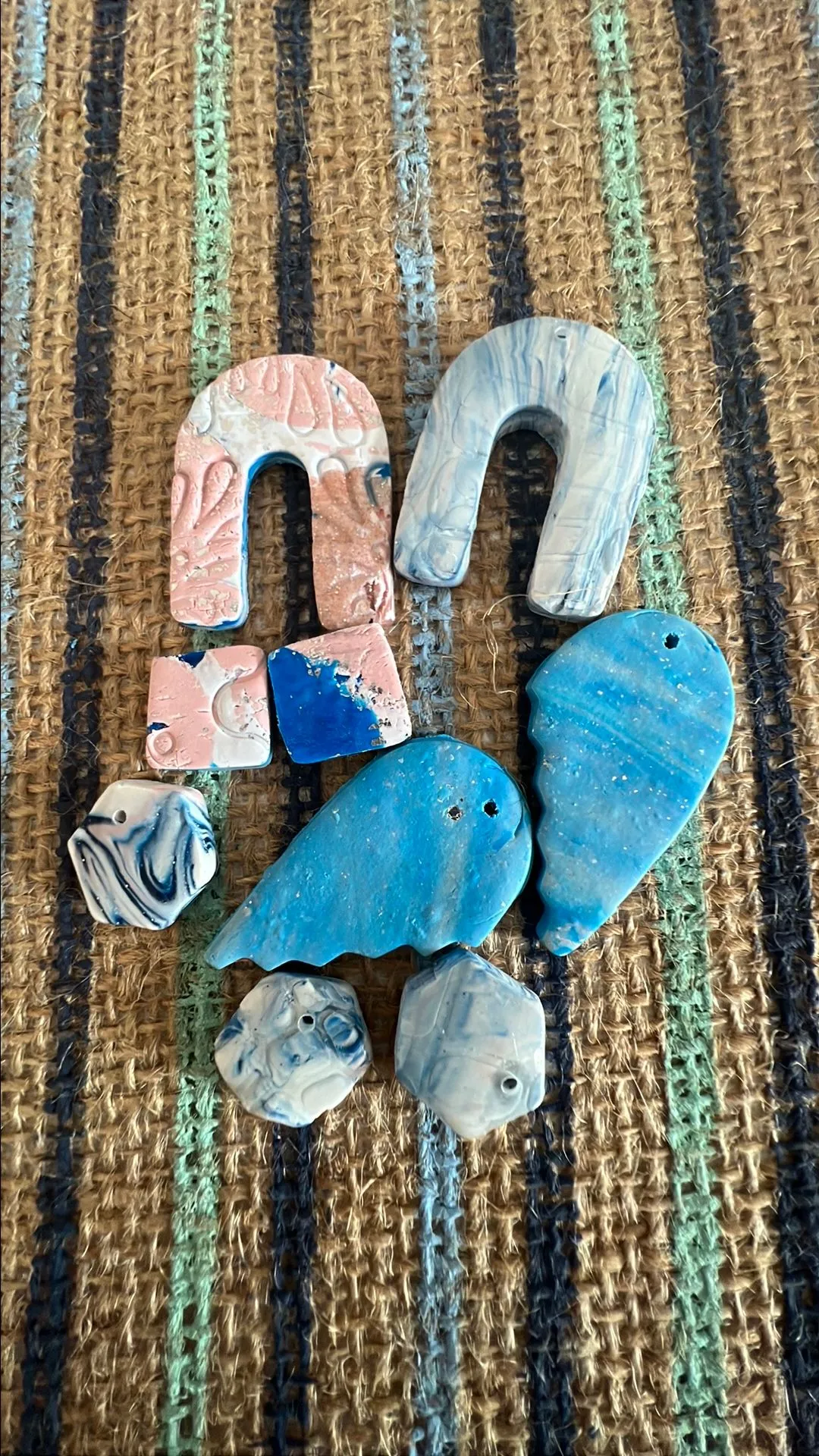 Product image for Blue Swirled Mixed Clay Charms set of 9