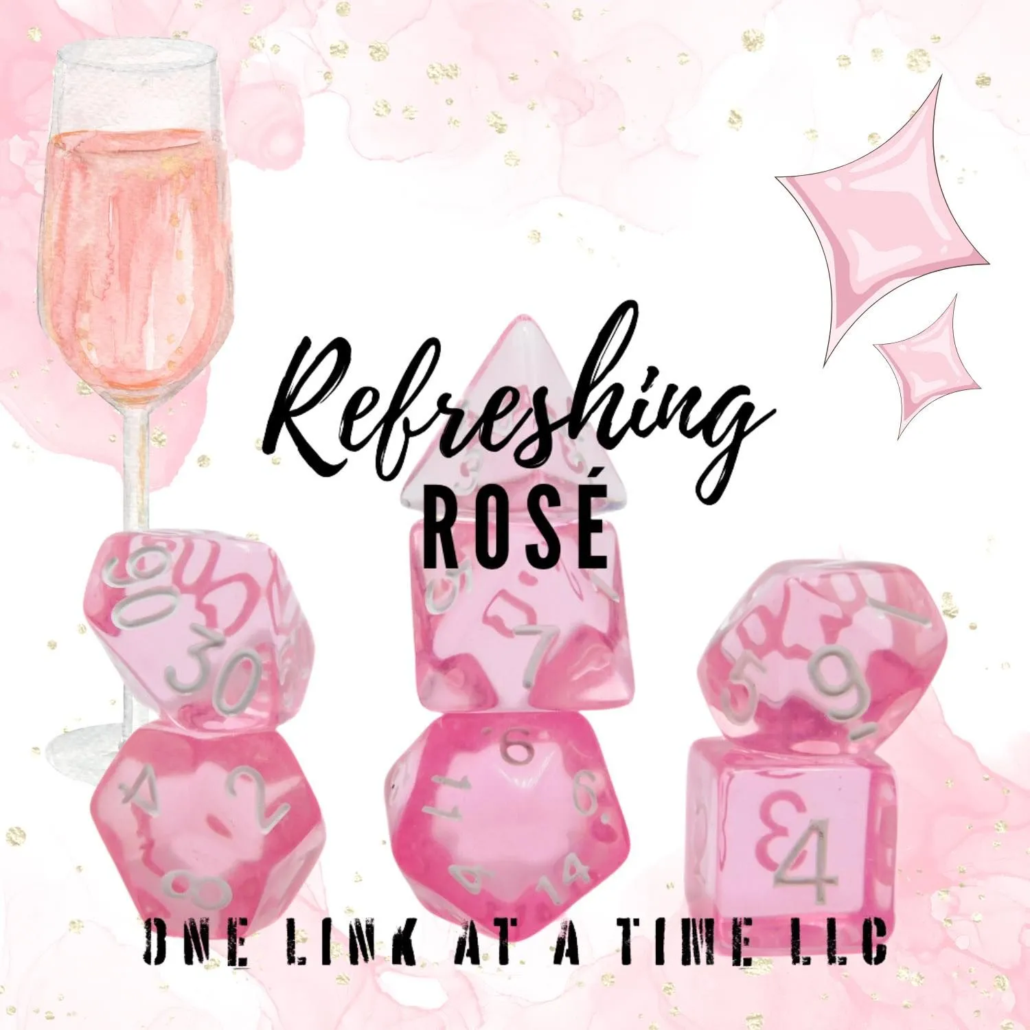 Product image for [REFRESHING ROSE] 7pc Acrylic Dice Set [ACR083]