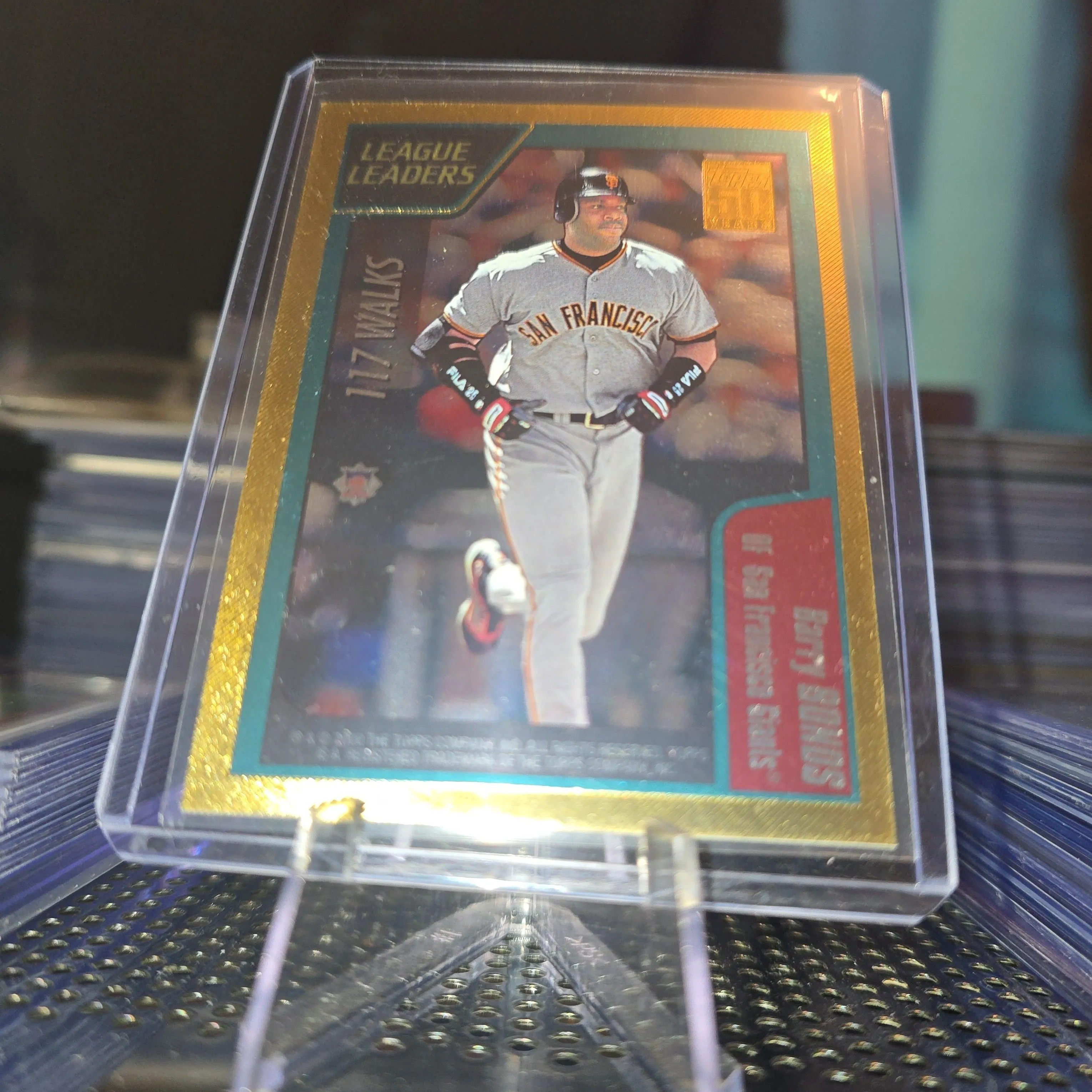 Product image for 2001 Topps Gold 1980/2001 Barry Bonds Jason Giambi League Leaders Giants Athletics 