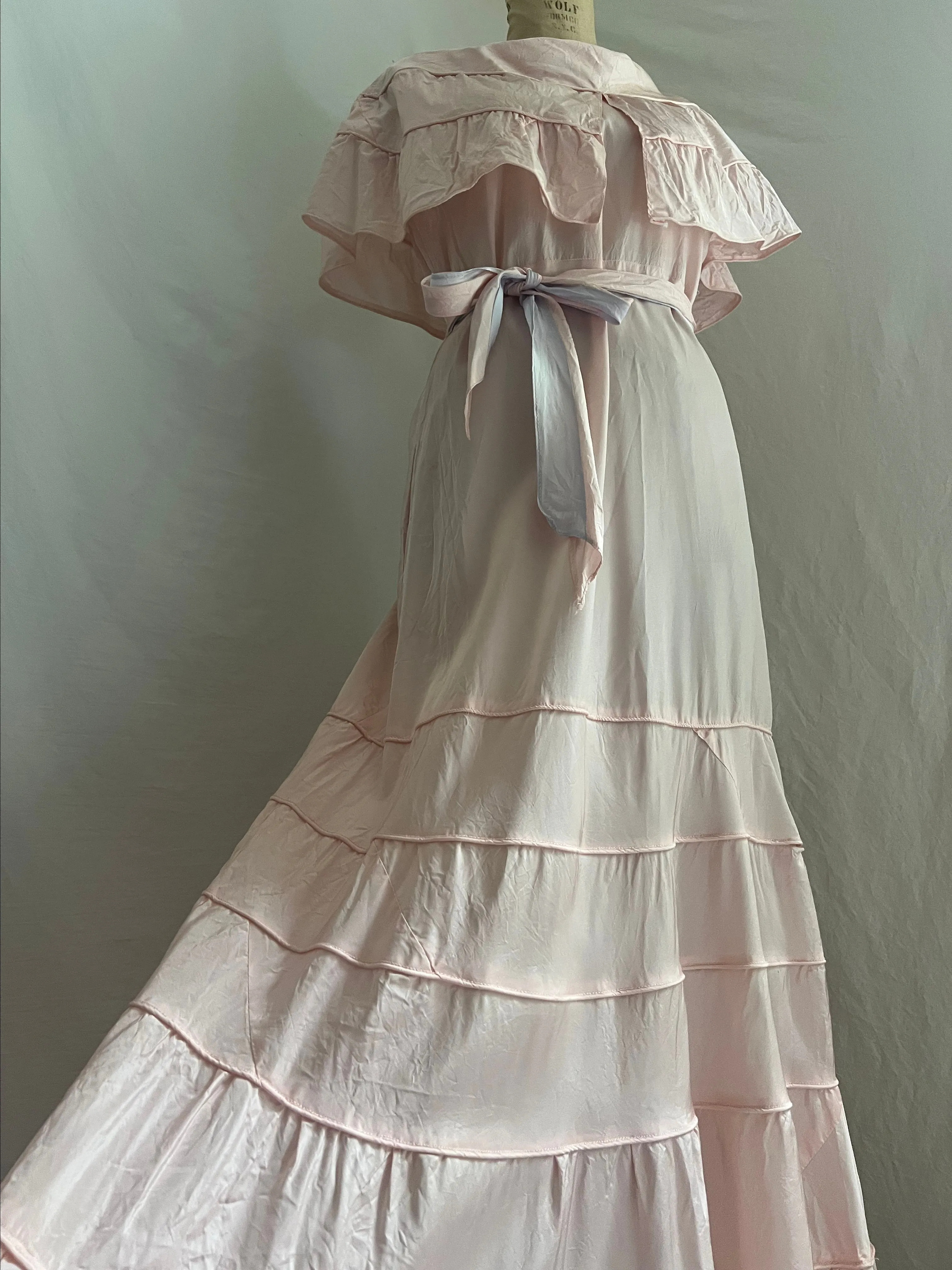 Product image for 031. 1930s NRA label pink gown & bolero/sz M