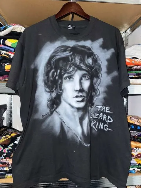 Product image for 1990s Jim Morison "Lizard King" Size XL Airbrushed Band Tee 