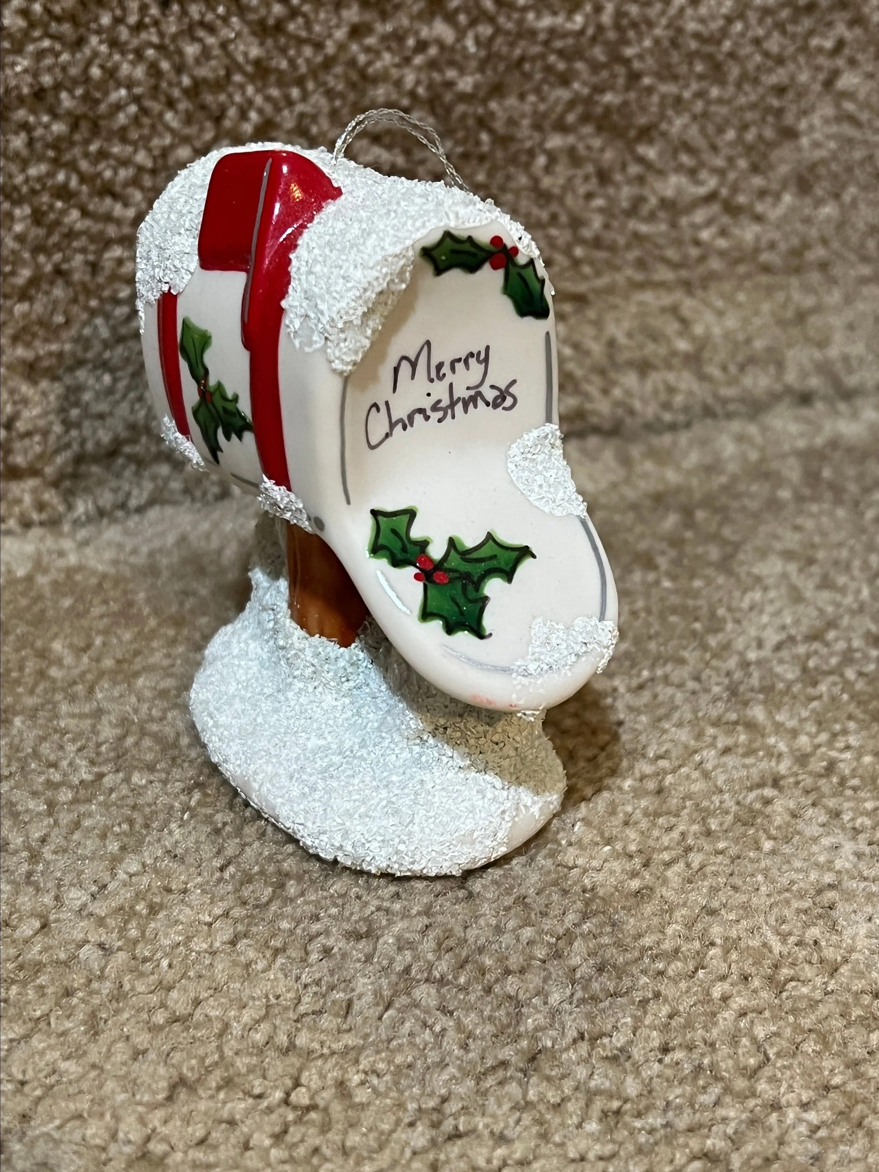 Product image for The Christmas collection Christmas ornament club Porcelain Mailbox 4” tall