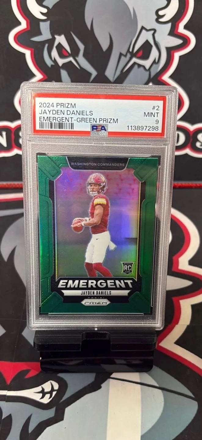 Product image for 2024 Prizm RC Jayden Daniels Emergent-Green Prizm PSA 9