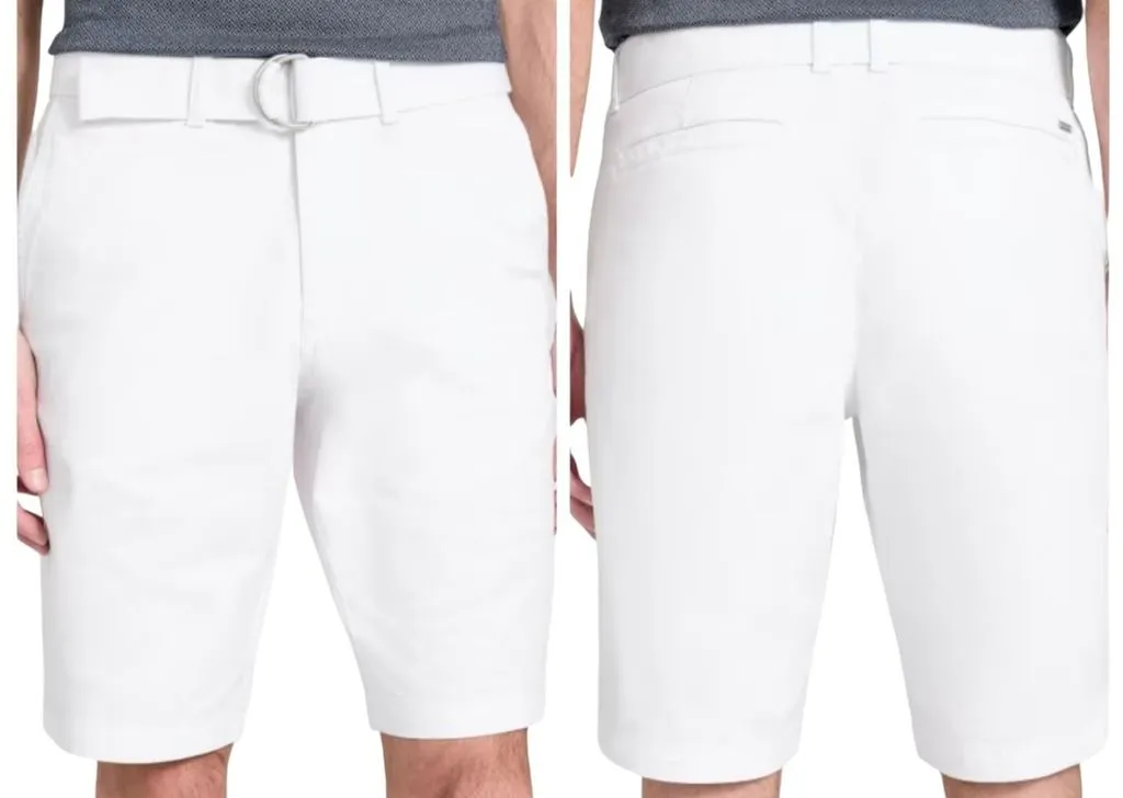 Product image for Guess Men's 36 Abel Stretch Flat-Front Shorts White 11" Inseam NWOT