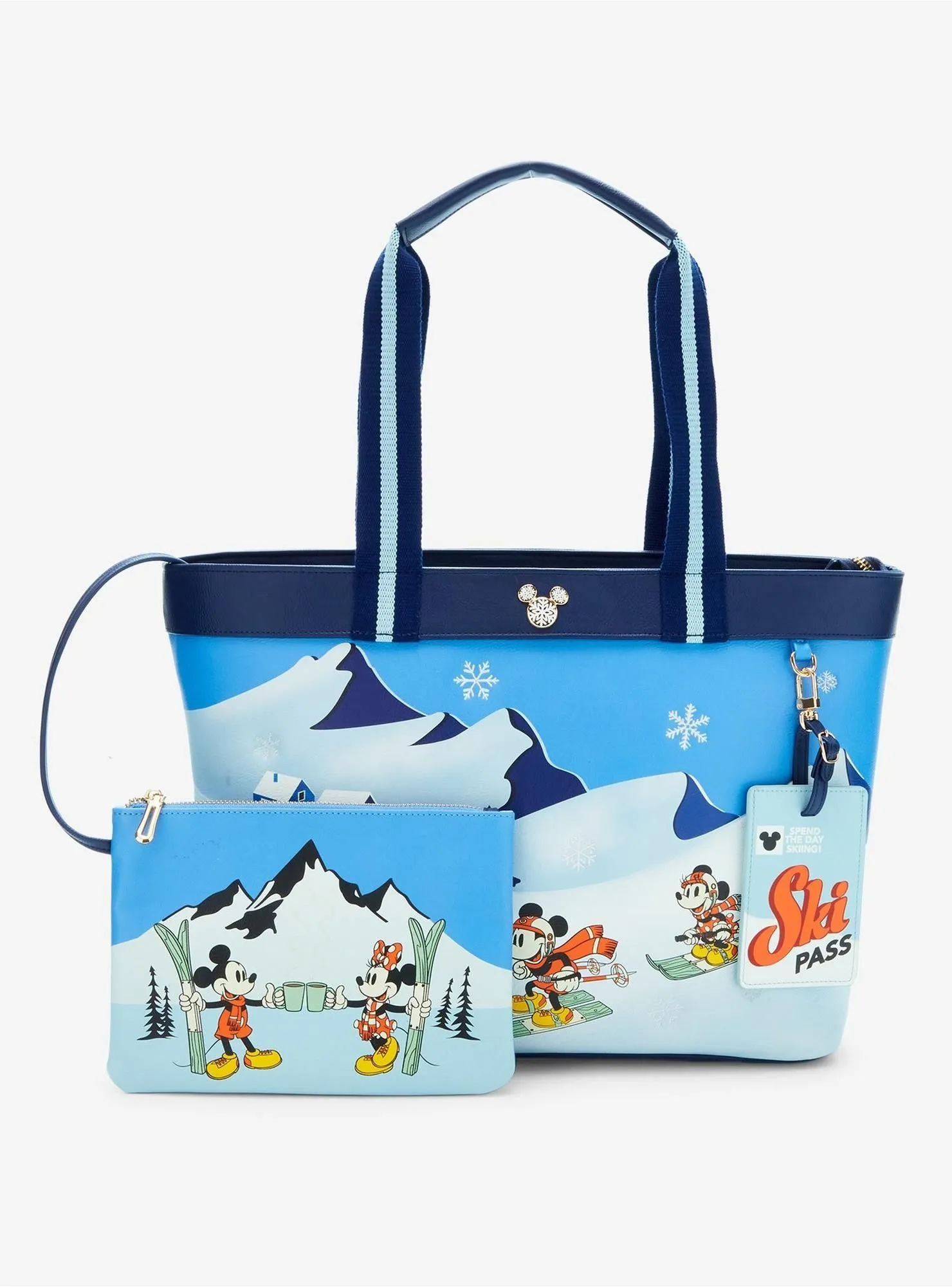 Product image for Our Universe Disney Mickey Mouse & Friends Ski Tote Bag with Wristlet Pouch NWT