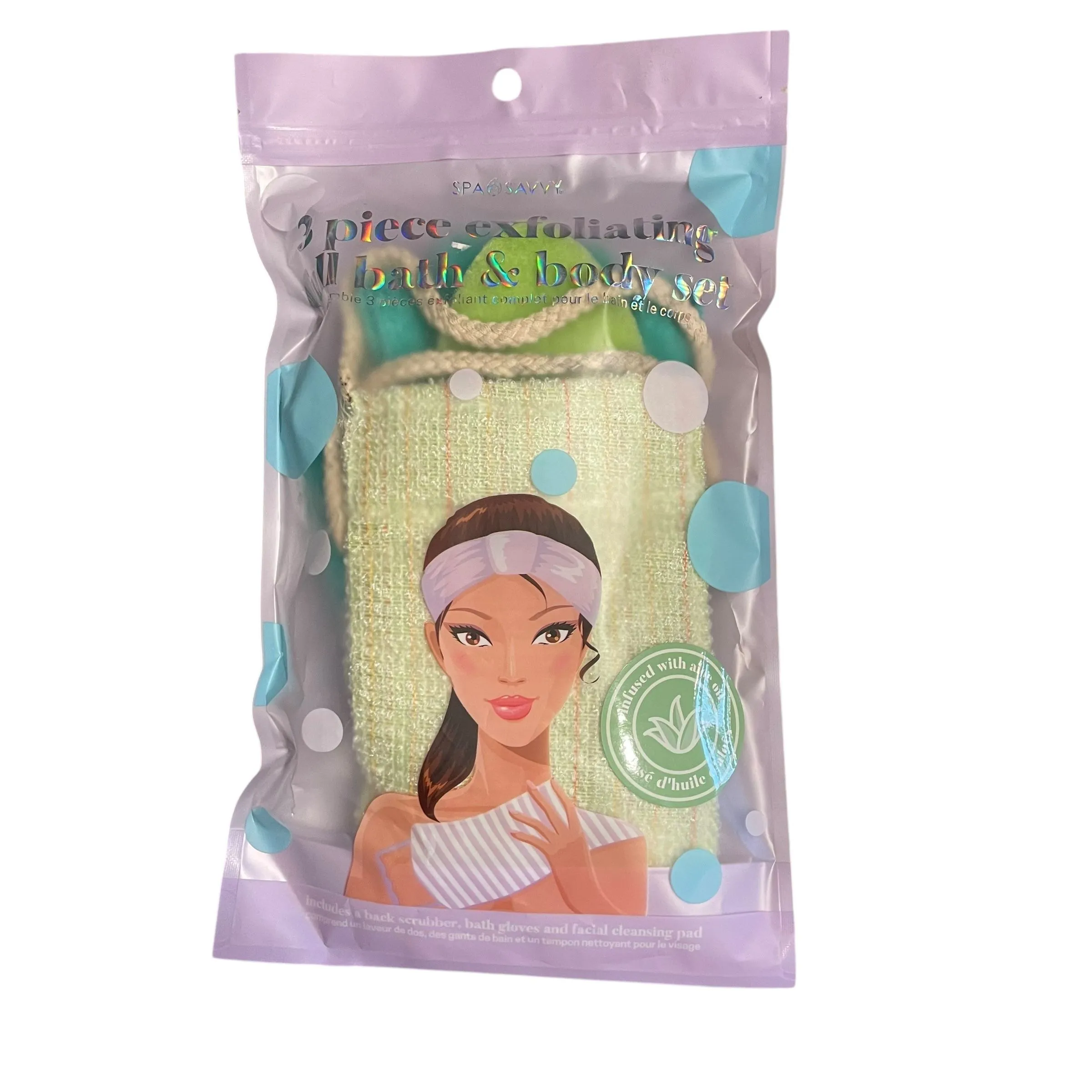 Product image for 3 Piece Exfoliating Full Bath & Body Set Green Infused With Aloe Oil