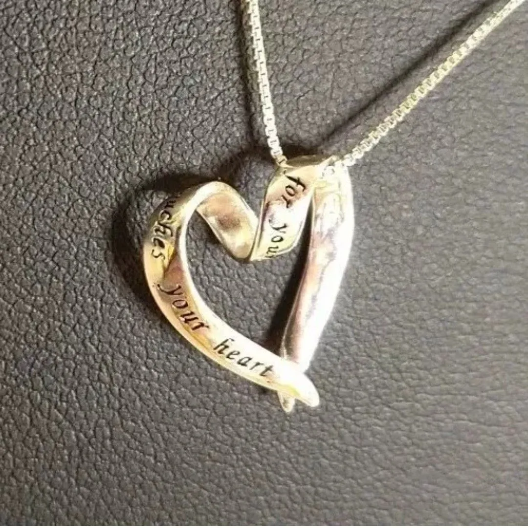 Product image for LA Sterling Silver Quote Heart Pendant Necklace A True Friend Touches Your Heart