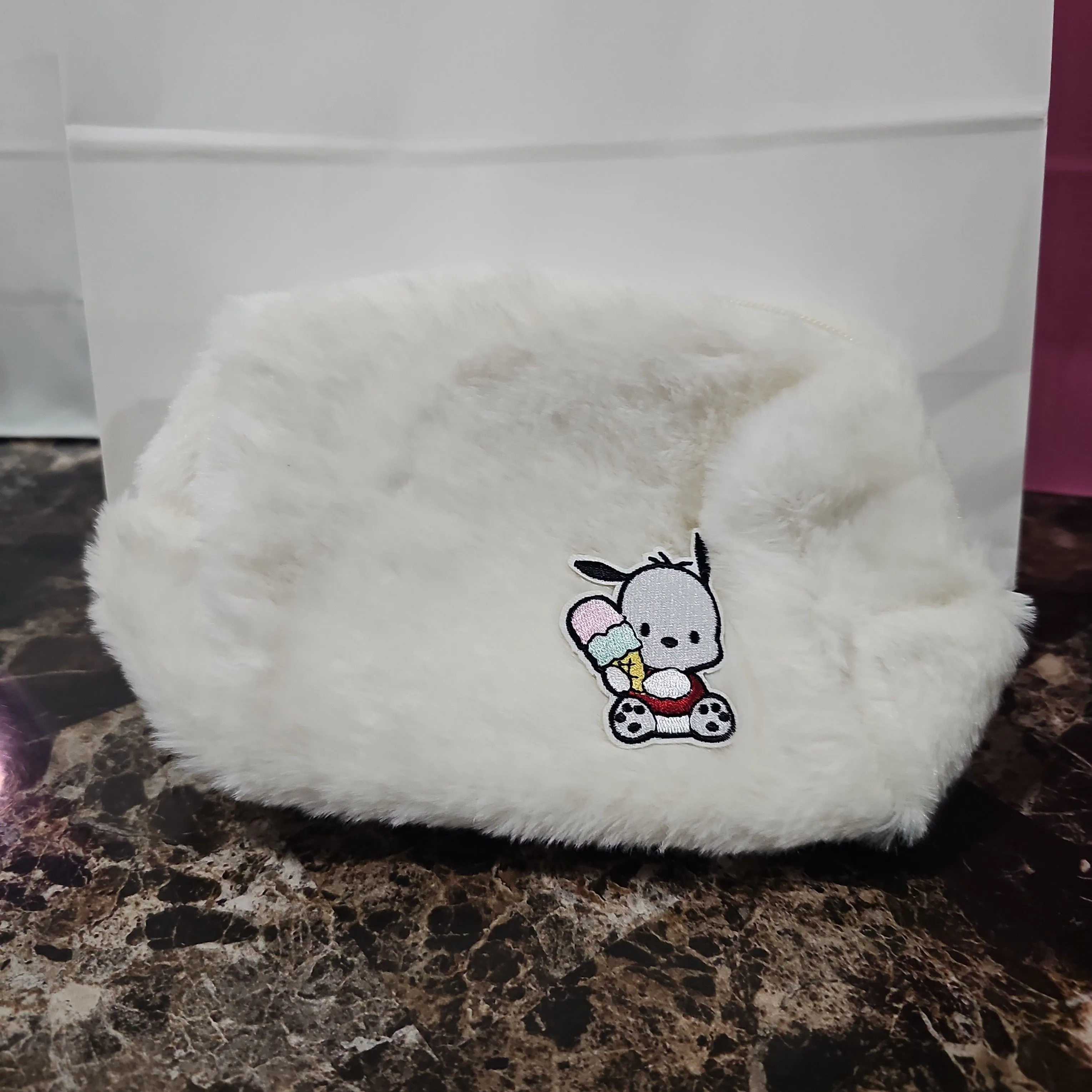 Product image for Pochacco fuzzy make up bag