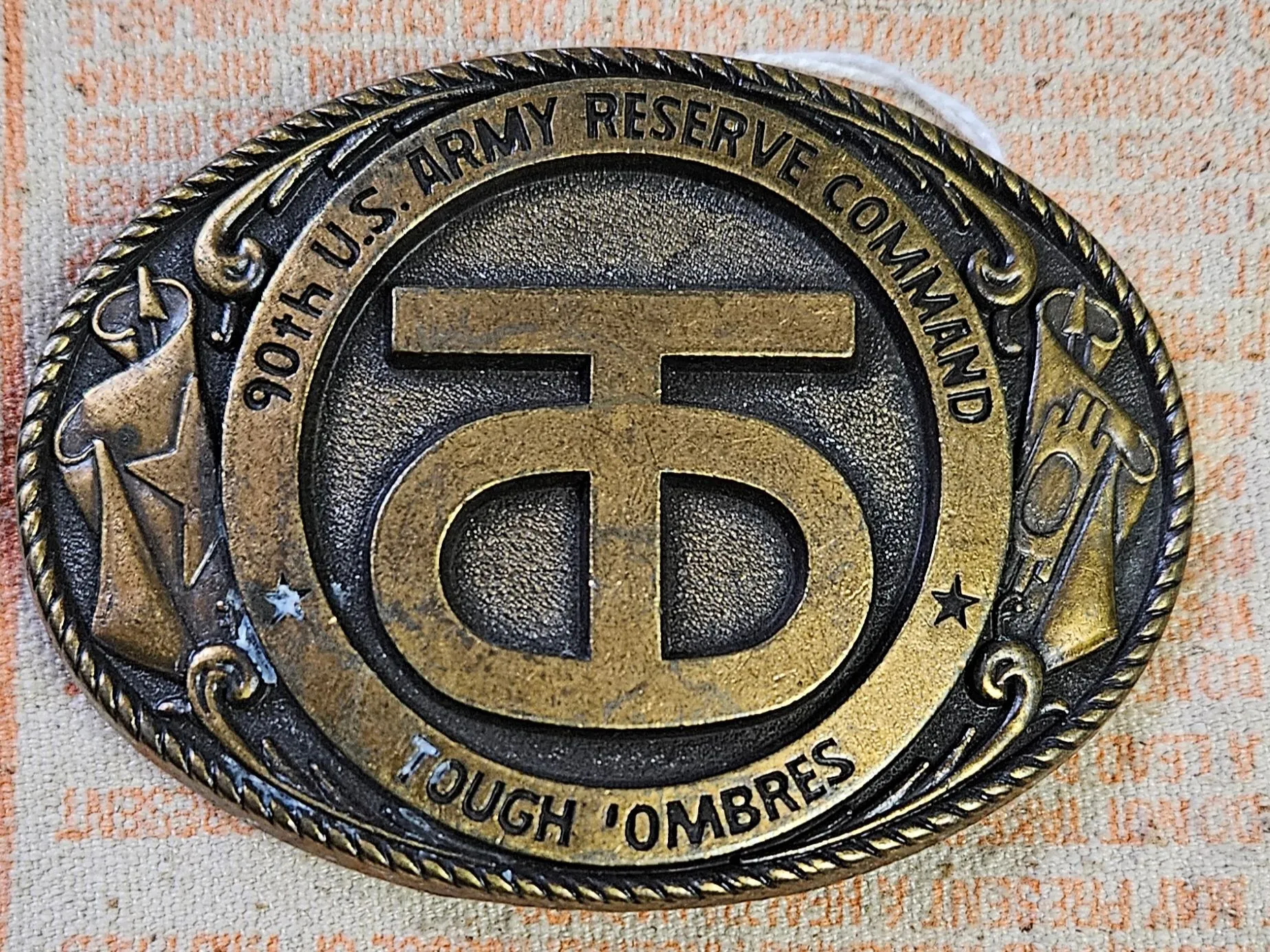 Product image for 90th US Army Reserve Command "Tough 'Ombres" Custom Vintage Belt Buckle