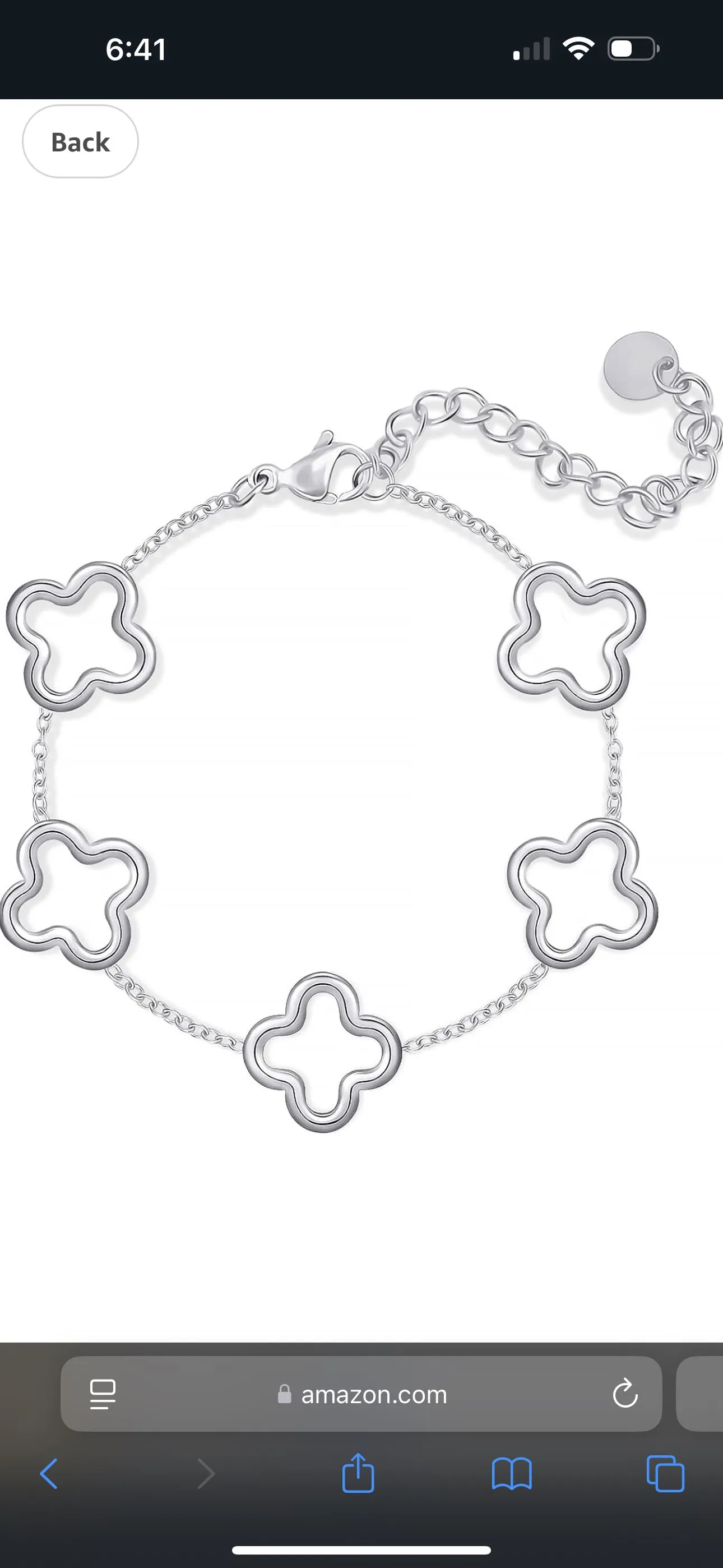 Product image for Dainty Silver Four Leaf Clover Bracelet