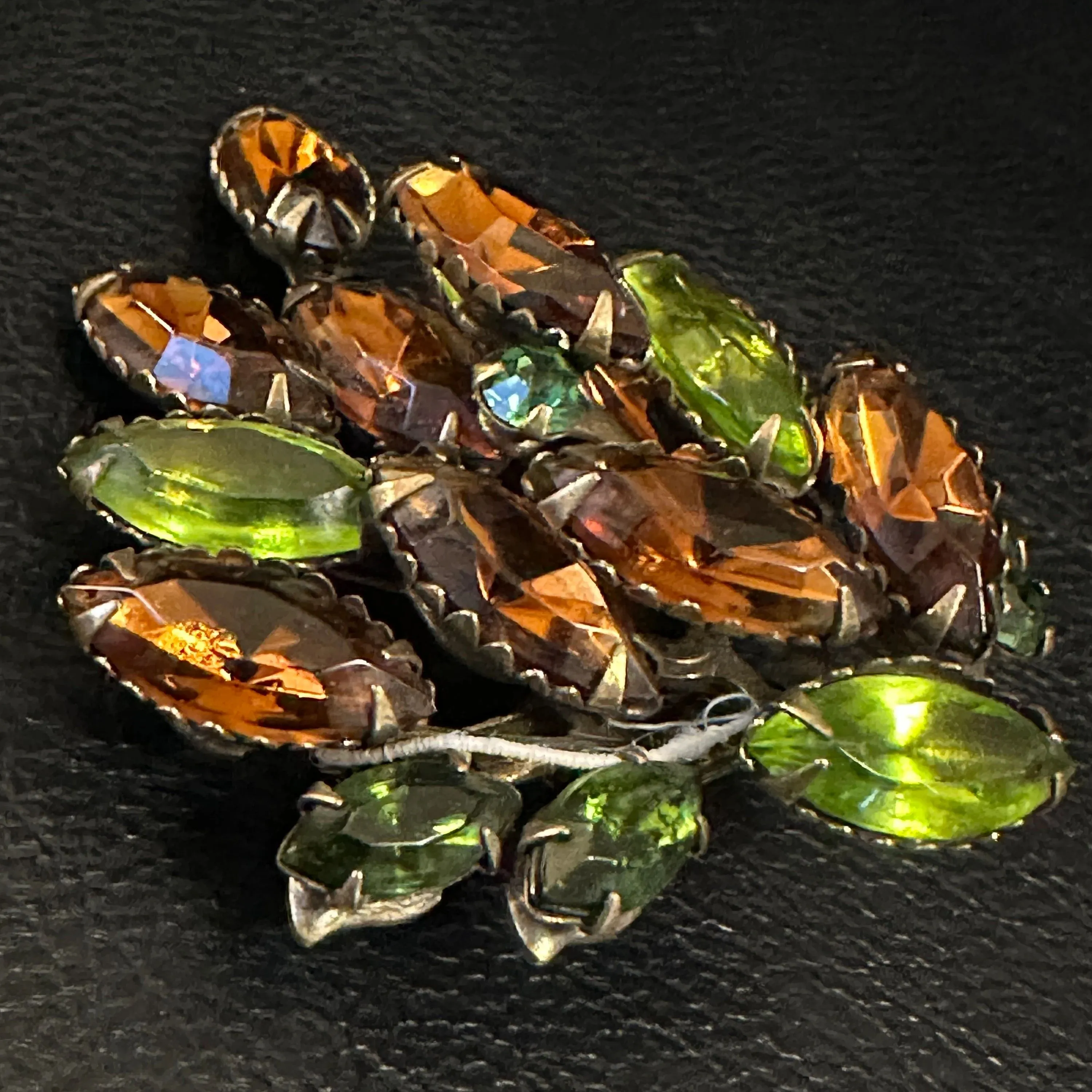 Product image for Orange & Green Autumn Rhinestone Brooch