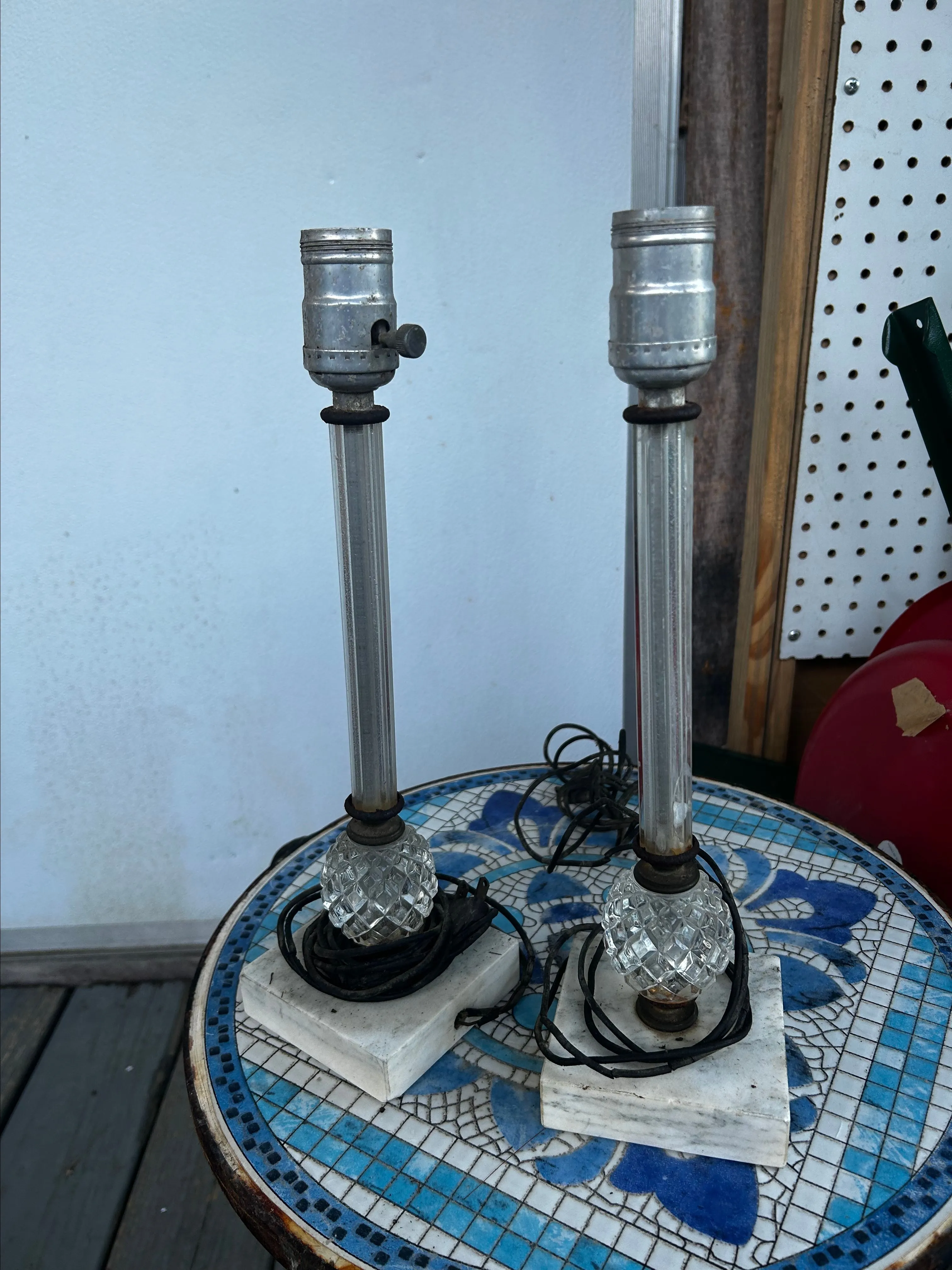 Product image for #4  A pair of vintage Hollywood Regency crystal boudoir or table lamps