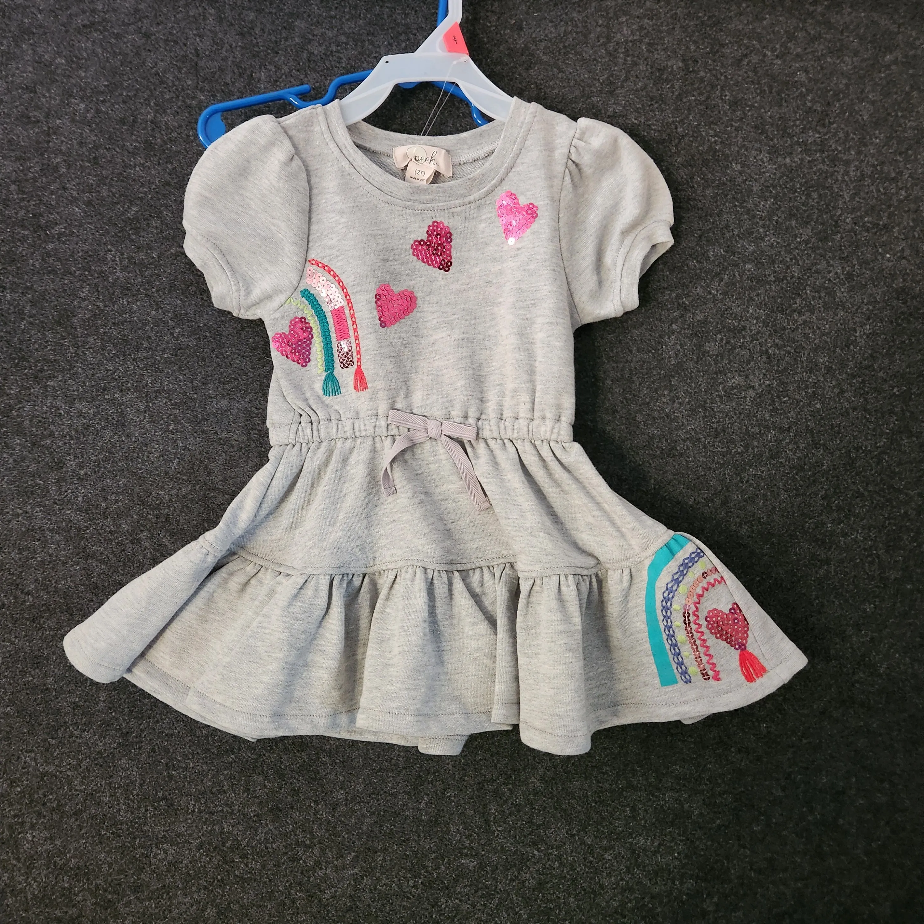 Product image for Peek Rainbow Hearts Sweatshirt Dress Size 2T