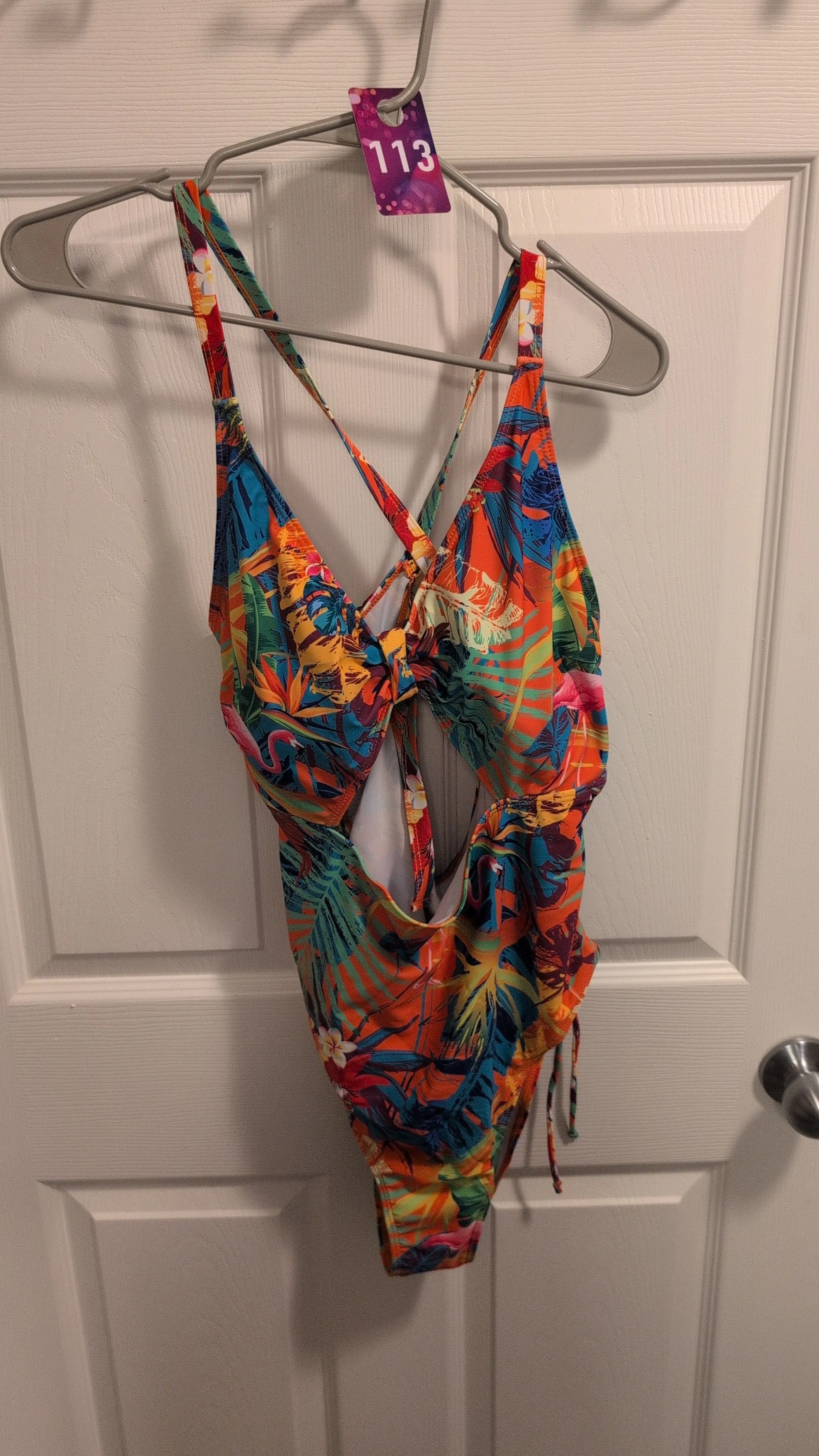 Product image for SALE SWIM 113 NWOT Shein tropical print 1-pc high cut bathing suit ruched sides size 2X