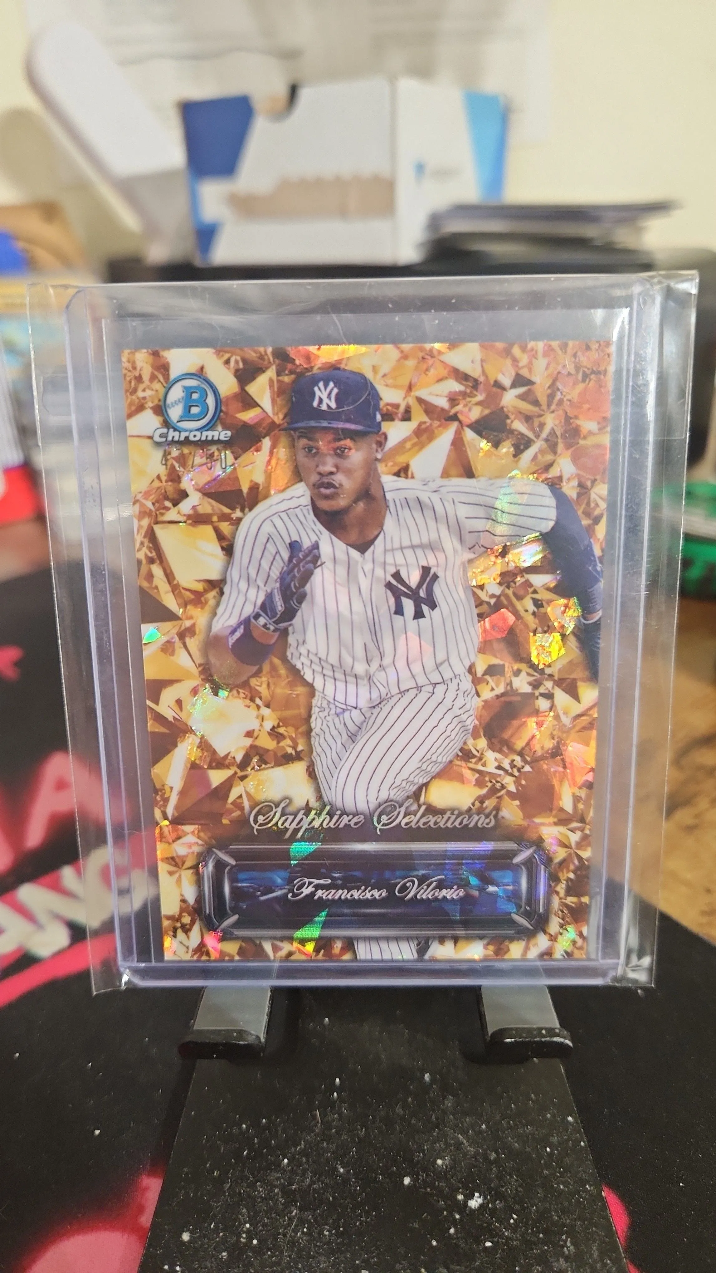Product image for 2024 Bowman Chrome Sapphire Francisco Vilorio Selections Gold Refractor #/50 Yankees