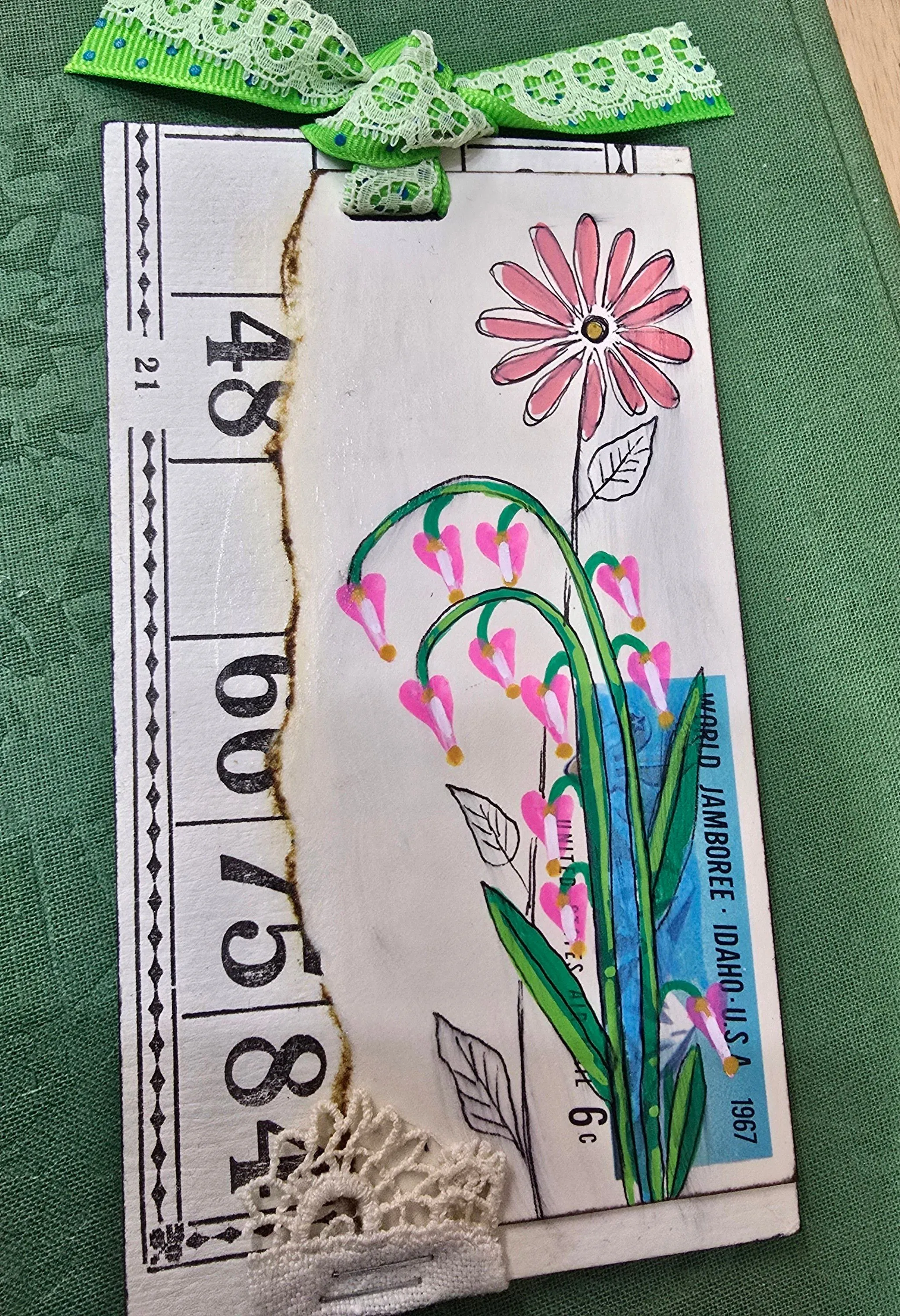 Product image for Large Handpainted and Altered Junk Journaling Tag