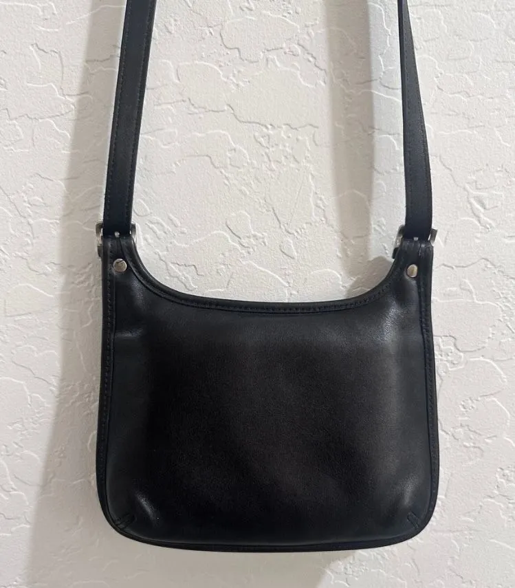 Product image for VTG COACH Hippie Saddle Bag Crossbody Purse Classic Slim Black Leather Y2K