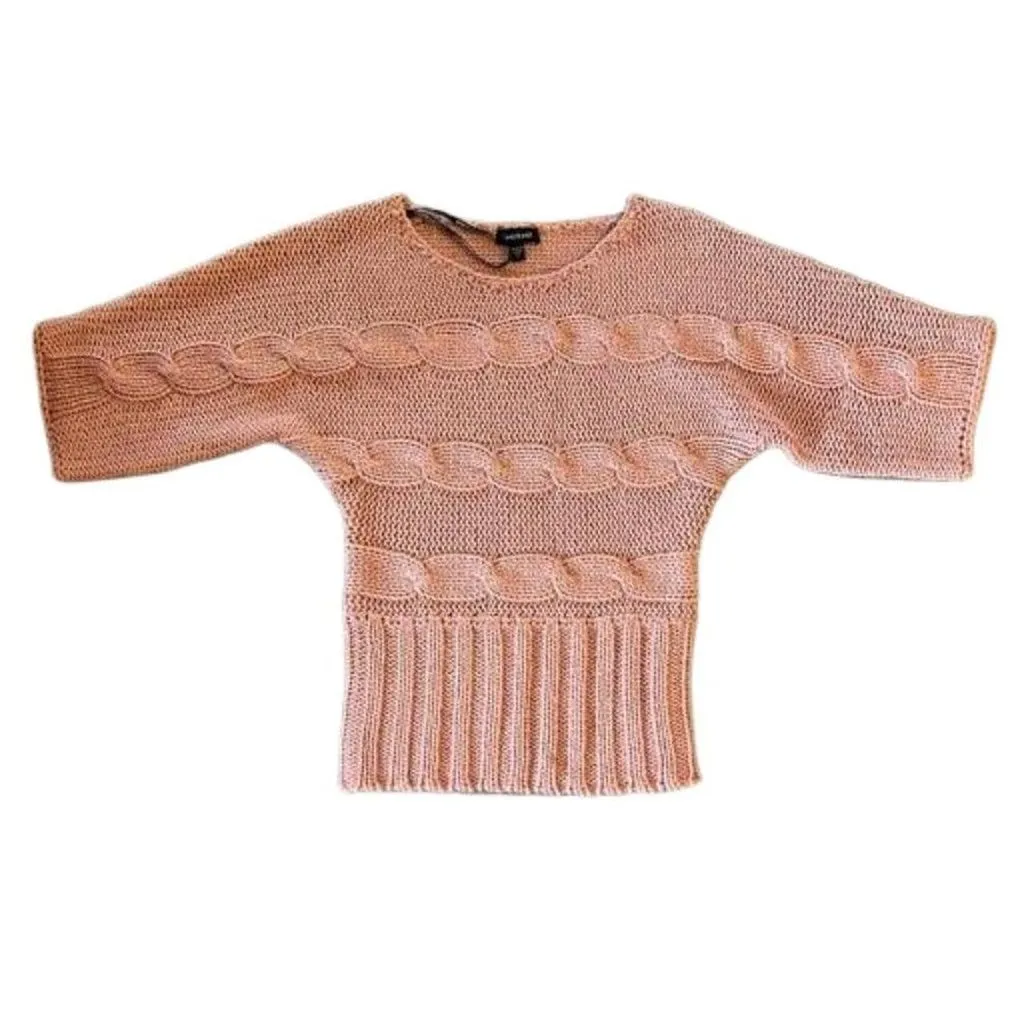 Product image for BEBE Pink Cable Knit Sweater with Gold Strands